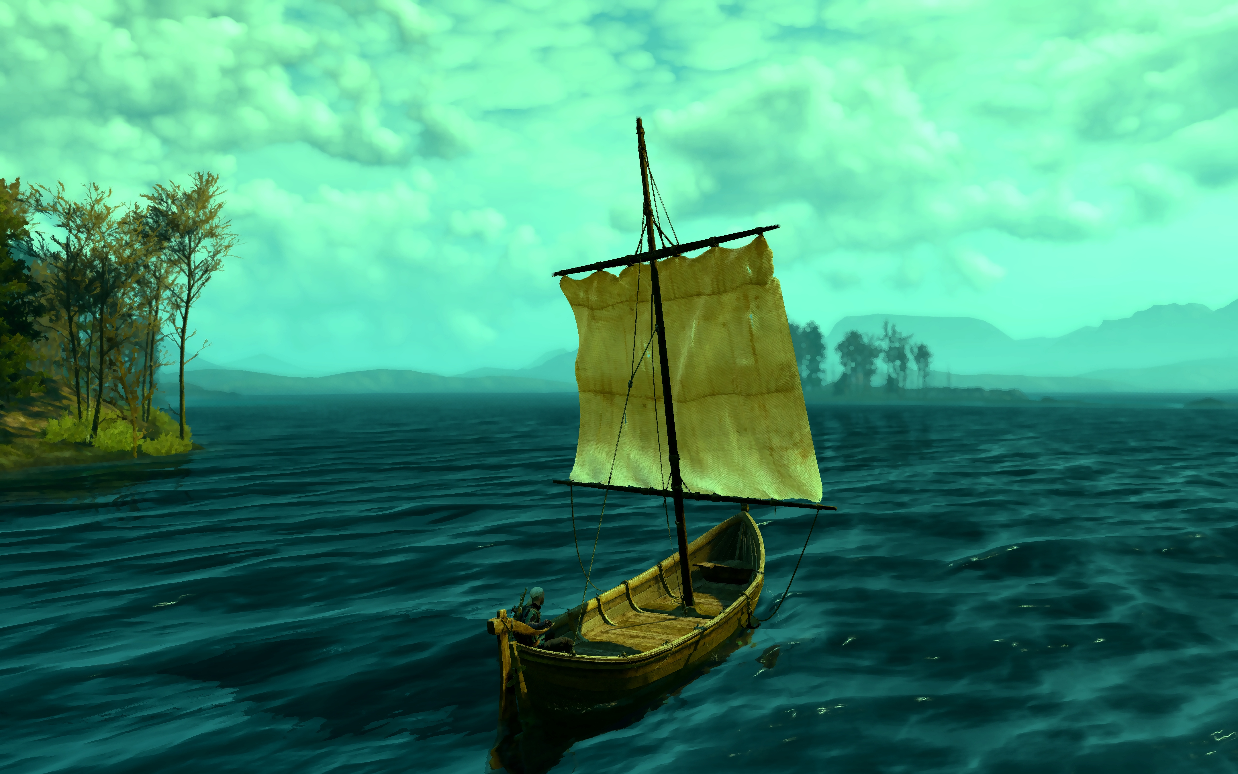 The Witcher 3 The Witcher Sea Boat Nature Geralt Of Rivia Video Games Water 4320x2700