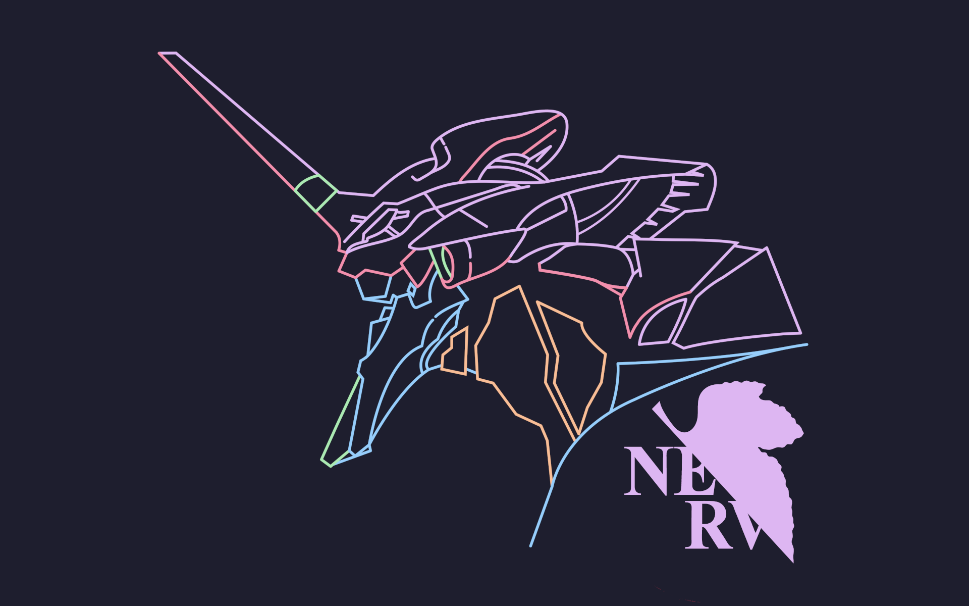 Evangelion Unit 01 Outline Nerv Purple Background Neon Genesis Evangelion 1920x1200