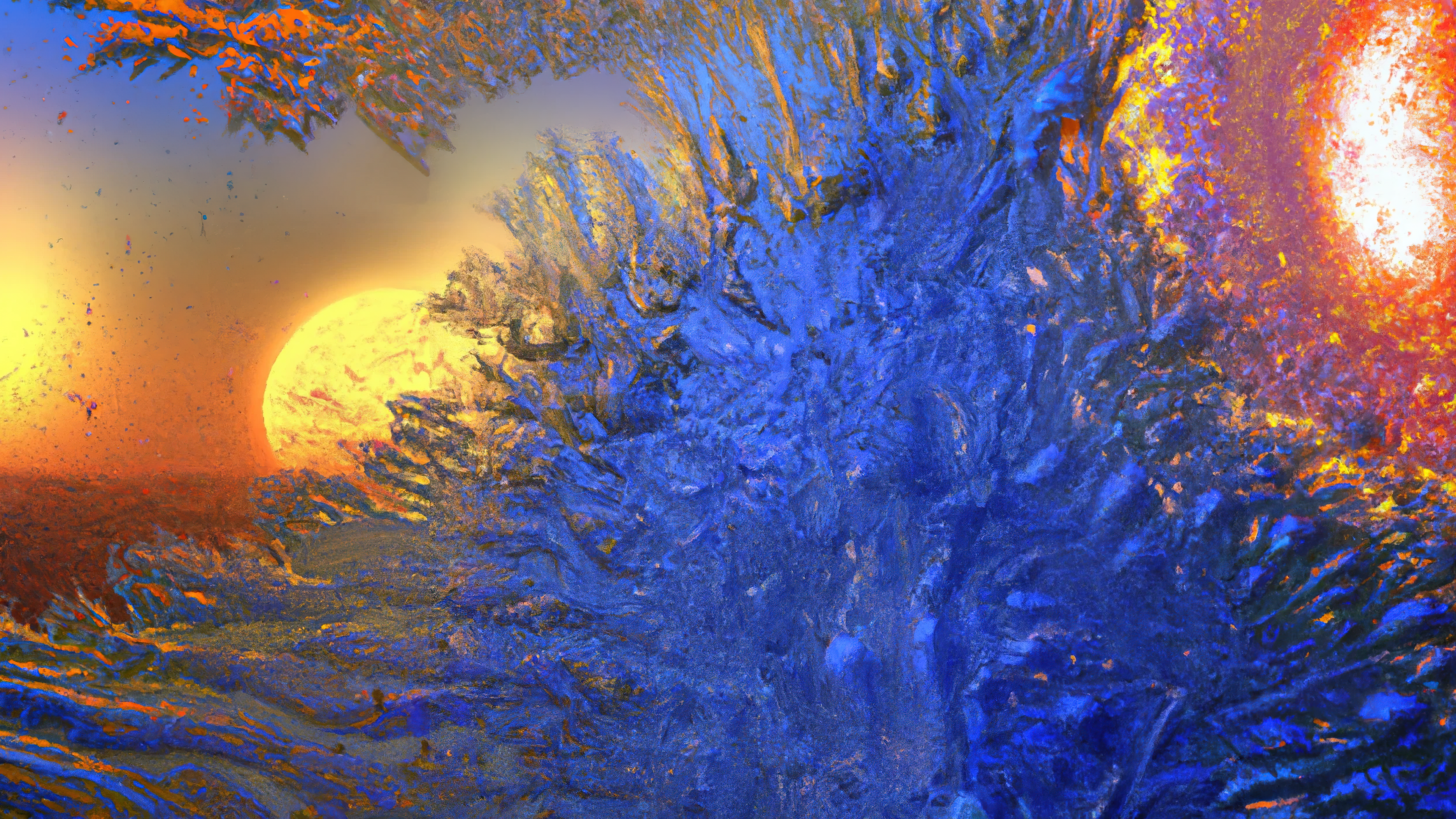 Ai Art Ai Painting Painting Ice Sun Surreal Cold Space 3840x2160
