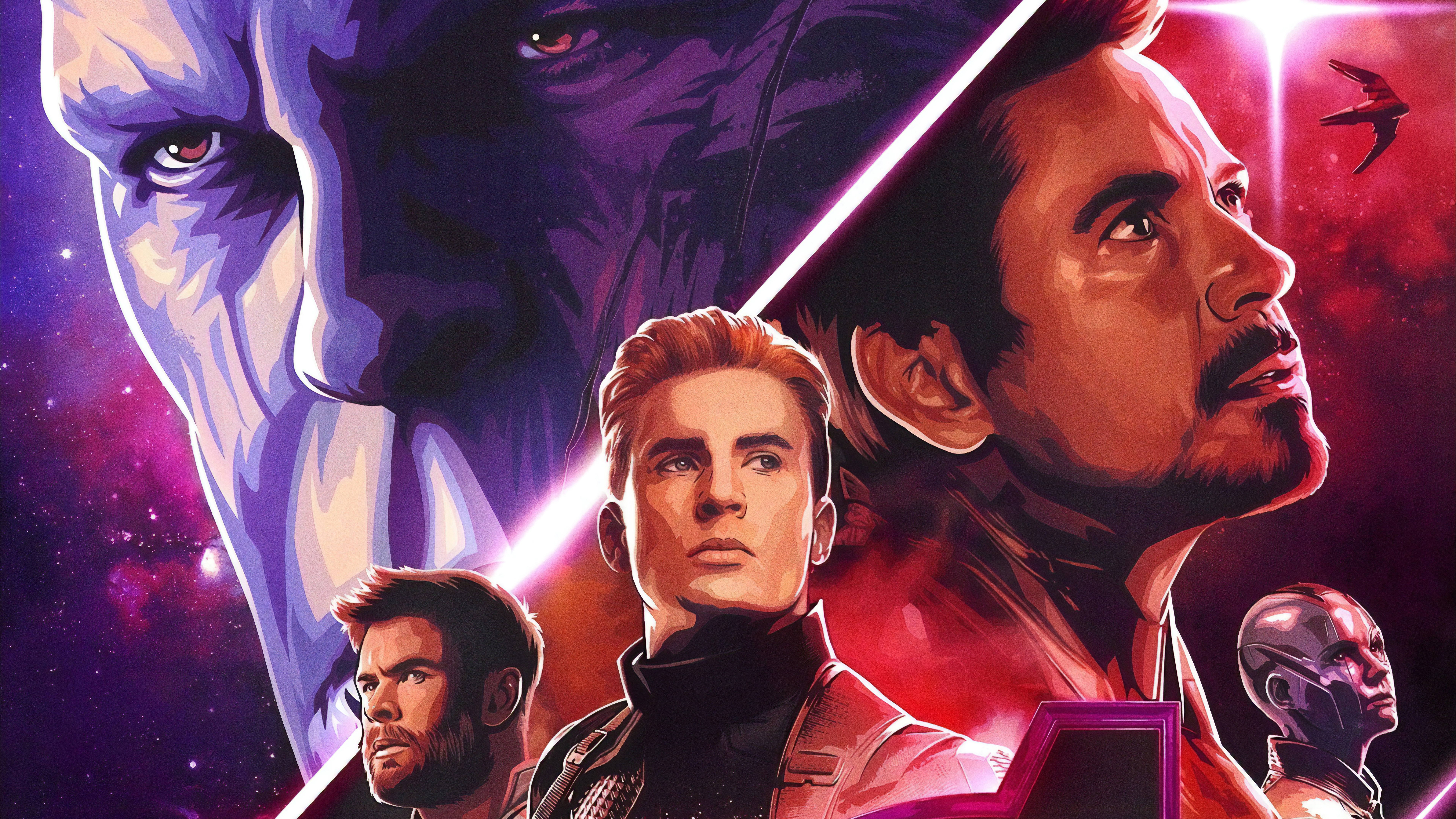 Thanos Iron Man Captain America Thor Nebula Marvel Comics 7680x4320