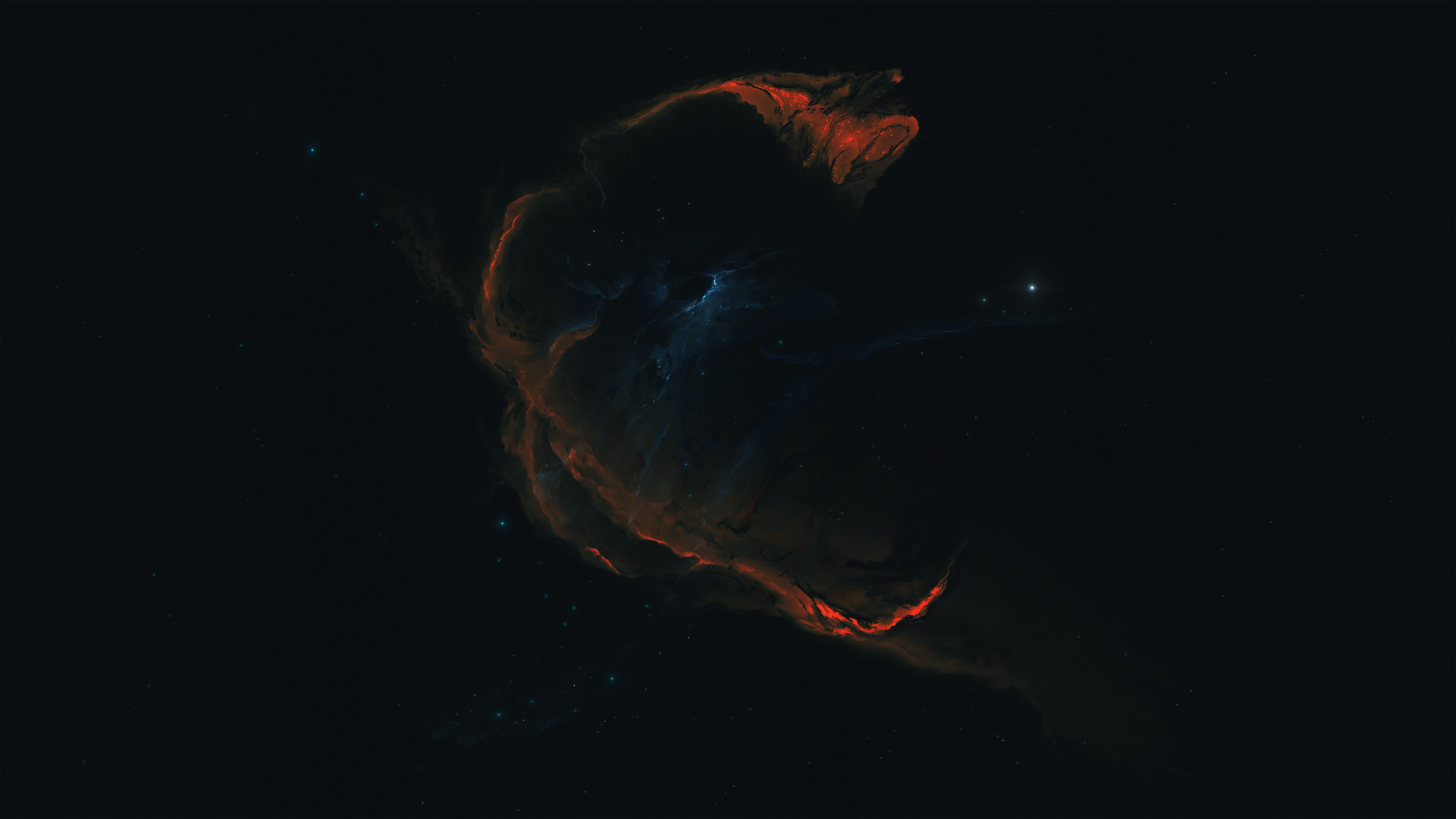 Starkiteckt Nebula Stars Digital Art Simple Background Dark Background Minimalism 5120x2880
