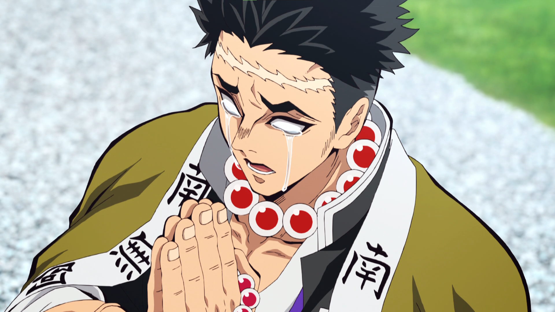 Kimetsu No Yaiba Himejima Gyomei Hashira Uniform Scars Crying Anime Anime Screenshot Anime Boys Neck 1920x1080