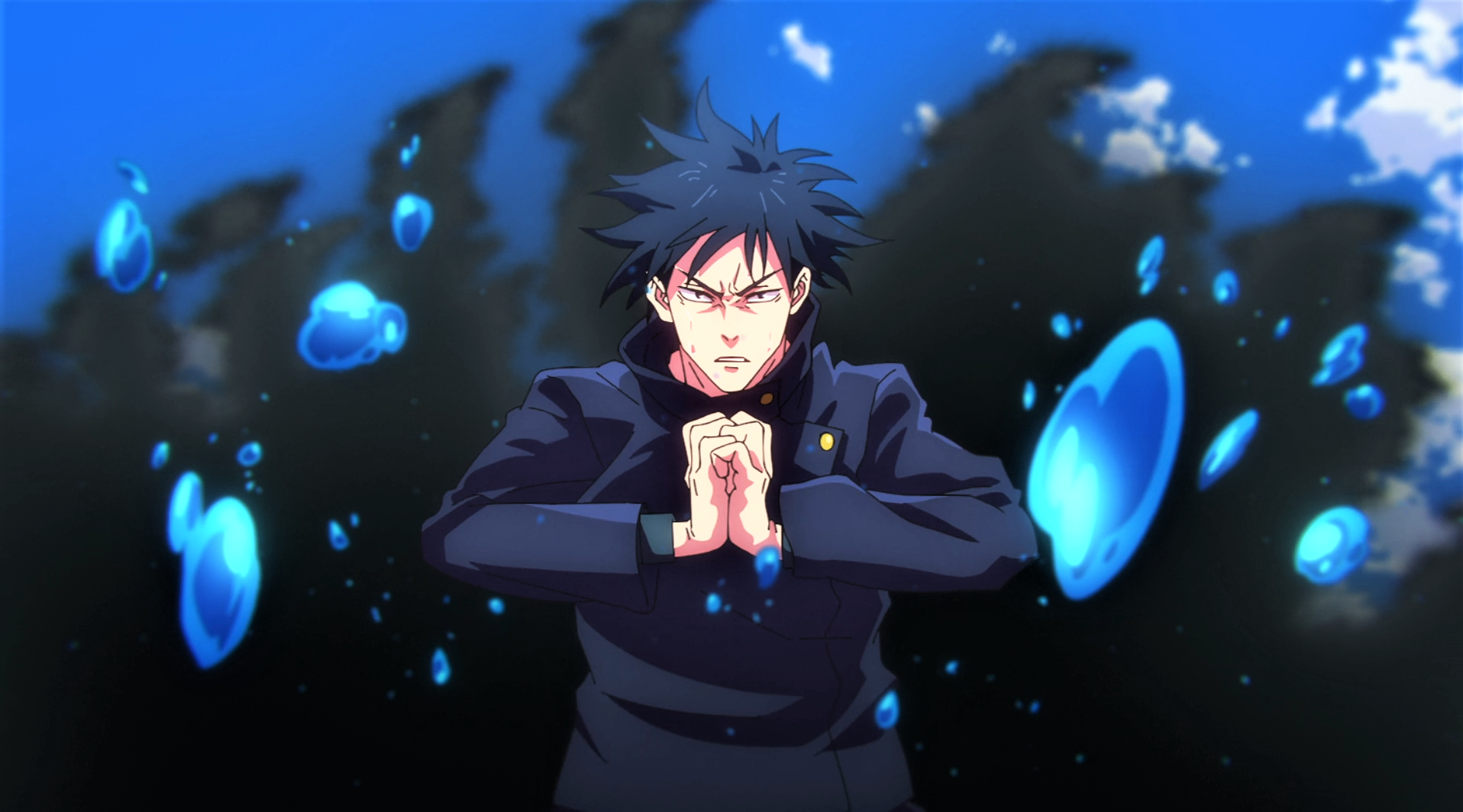 Jujutsu Kaisen Megumi Fushiguro Hands Uniform Angry Spiky Hair Water Anime Anime Screenshot Anime Bo 1916x1064