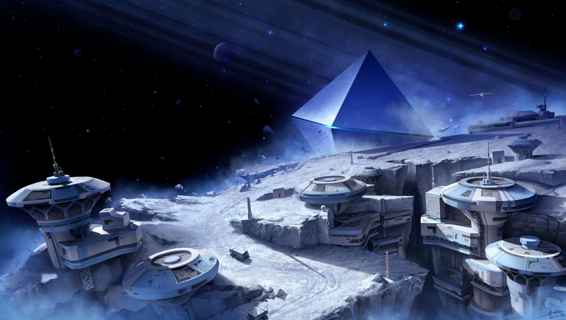 Digital Art Artwork Illustration Space Space Art Architecture Stars Pyramid Galaxy Event Horizon 1920x1084