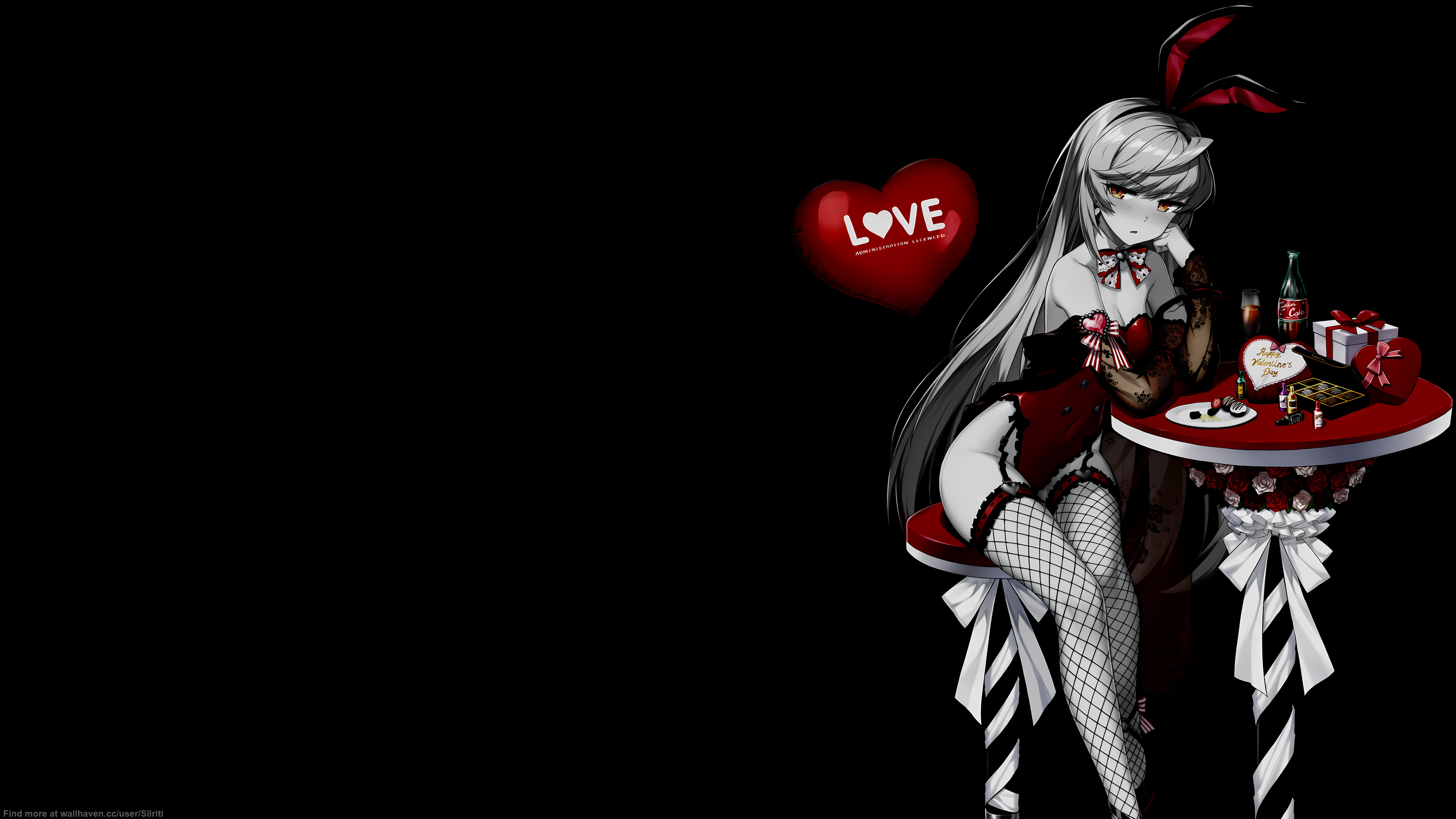Selective Coloring Black Background Dark Background Simple Background Anime Girls Valentines Day Min 3840x2160