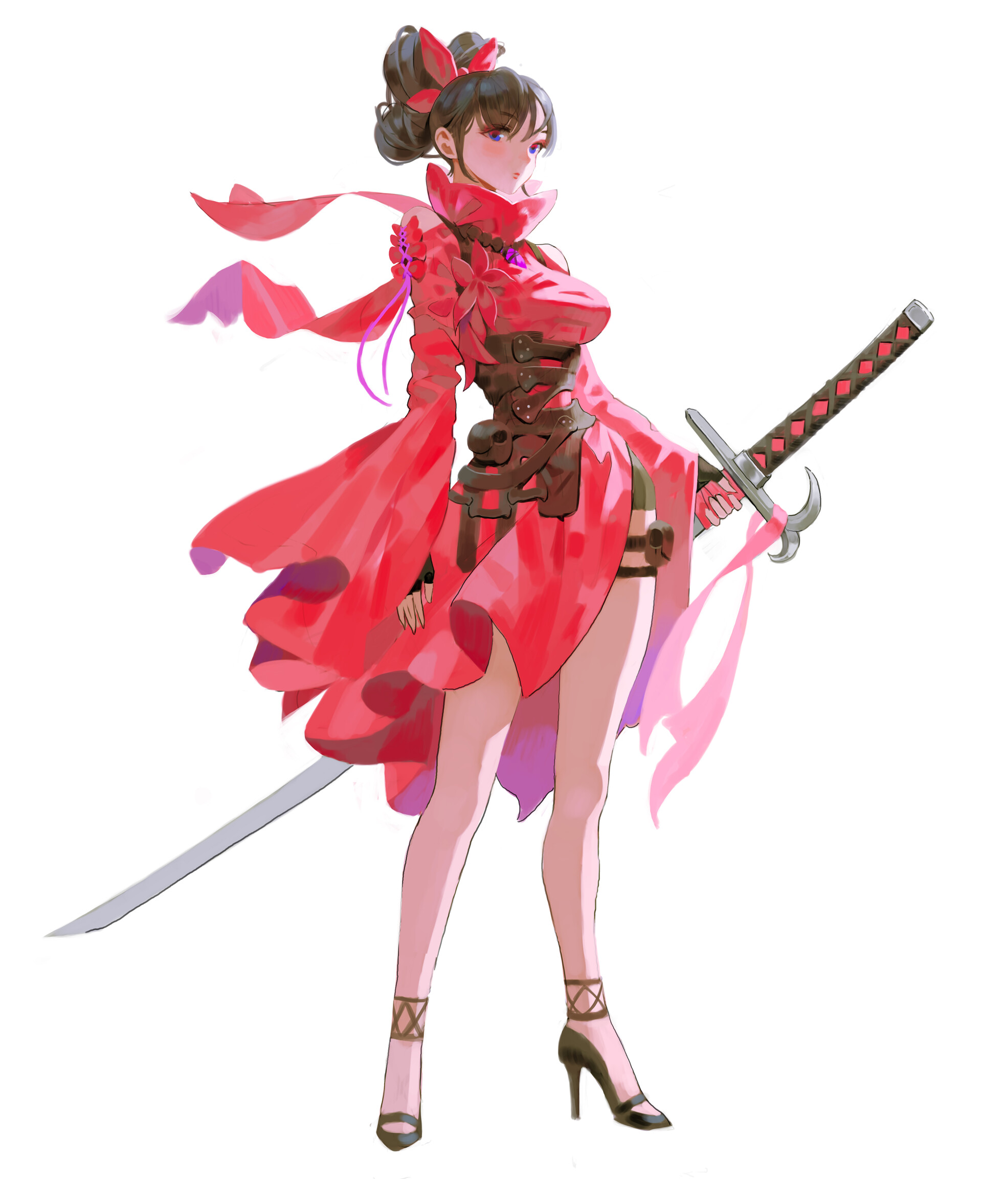 Anime Anime Girls Women Fantasy Art Fantasy Girl Sword Weapon Women With Swords Brunette Standing Dr 1920x2304