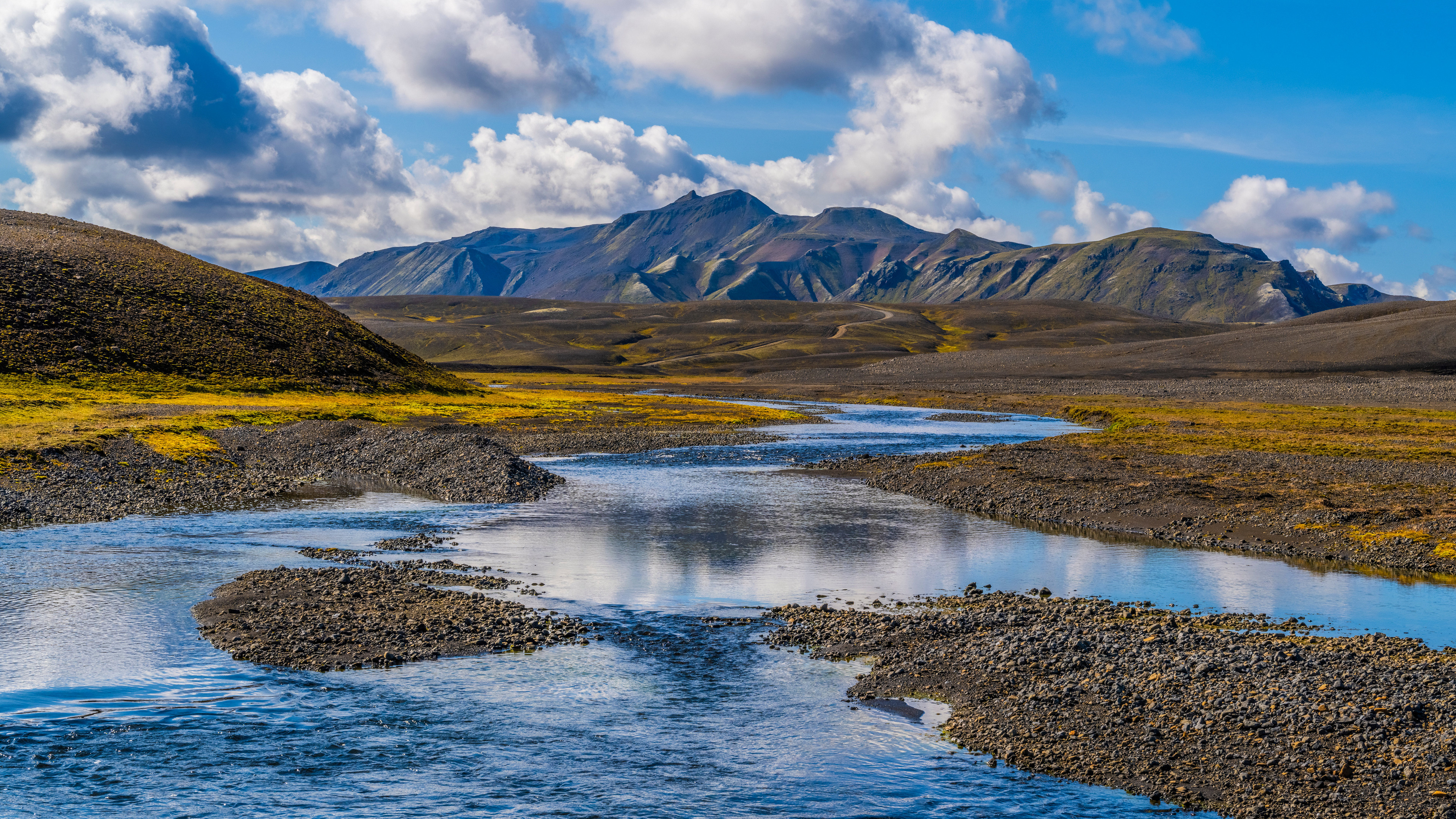 Nature Landscape River Iceland Sky Clouds Water Mountains Reflection 3840x2160