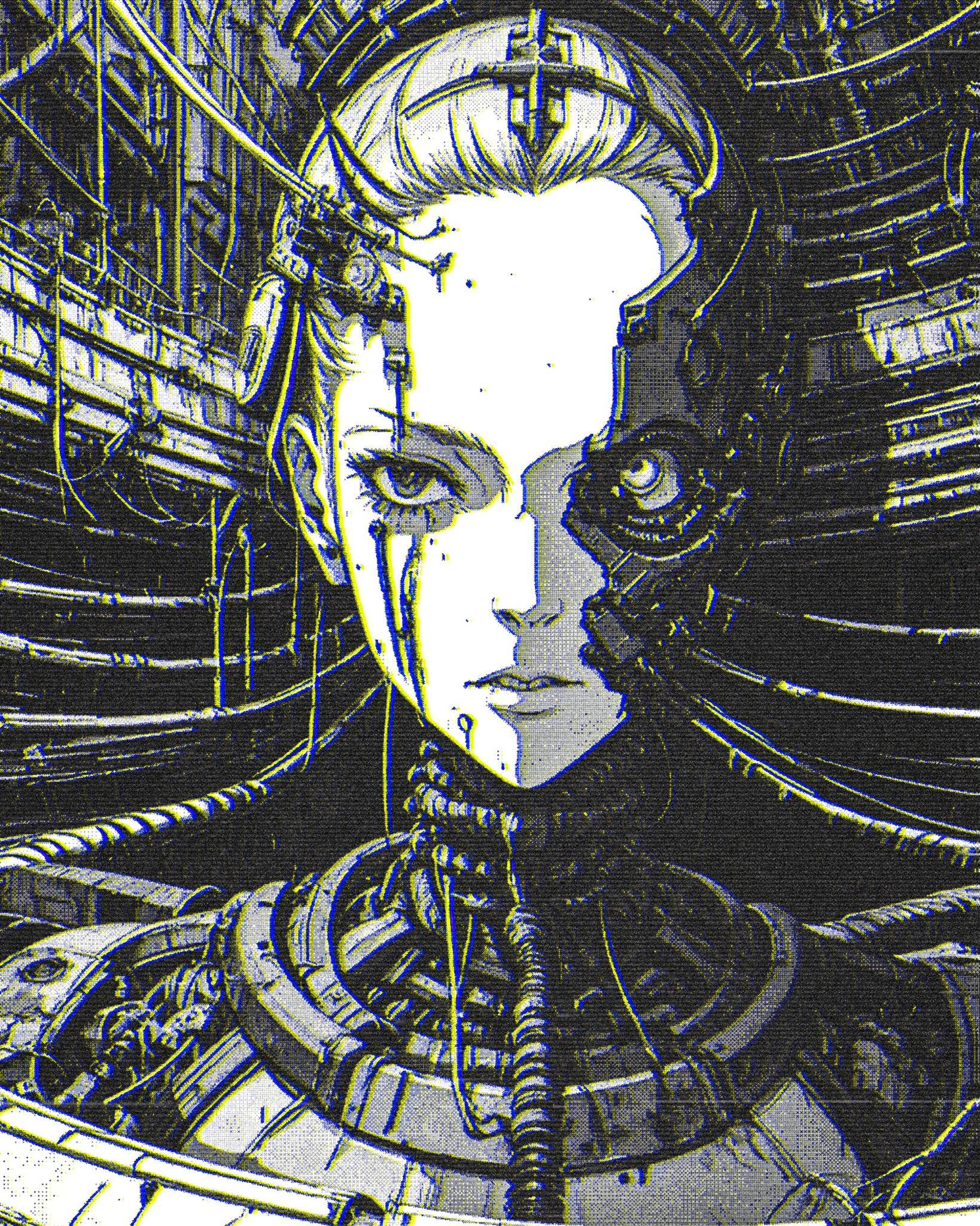 Fantasy Art Digital Art Artwork Cyberpunk Cyborg Portrait Display Looking At Viewer Technology 1638x2048