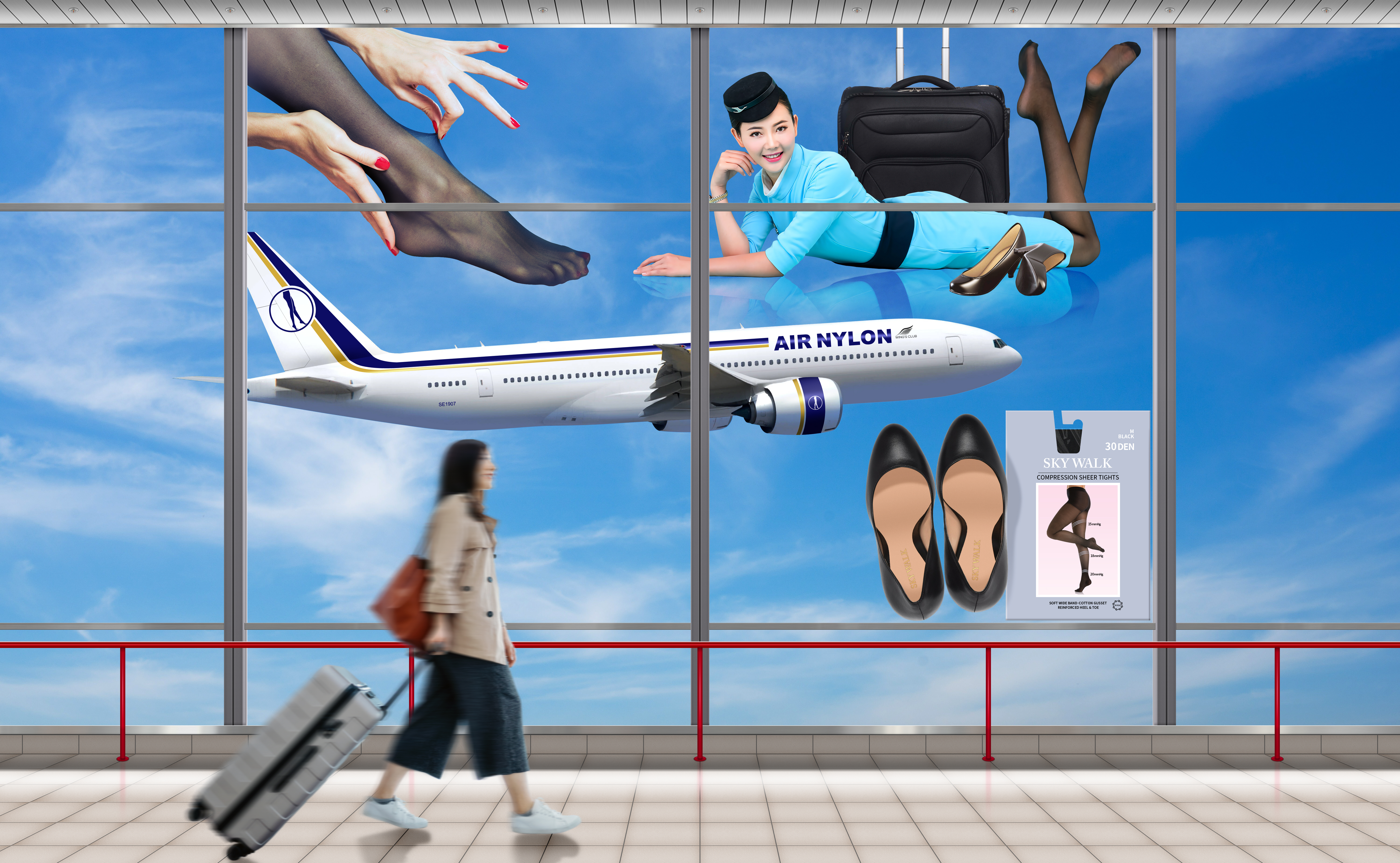 Airplane Airport Digital Art Vaporwave 6000x3700