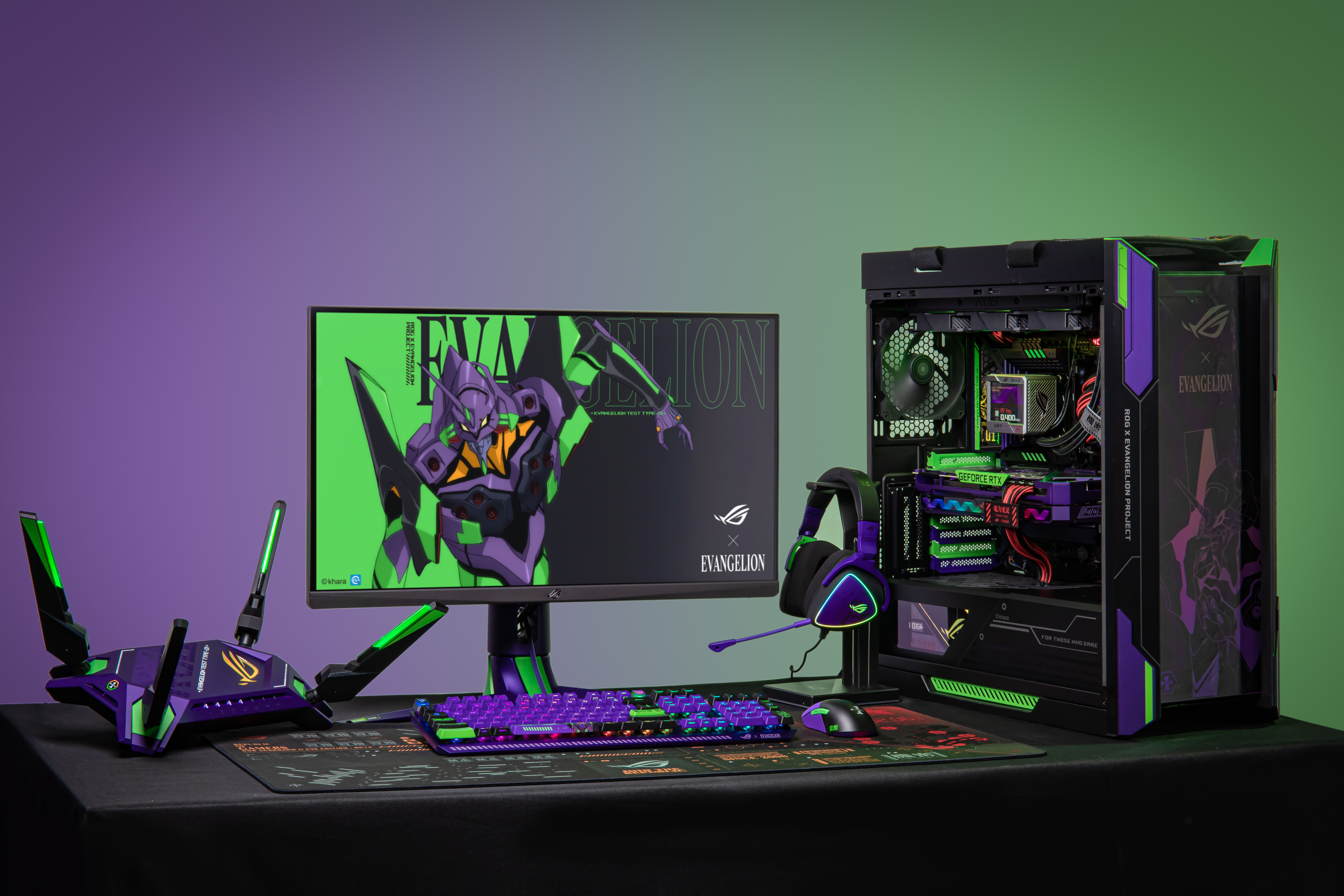 Republic Of Gamers ASUS PC Build PC Cases Evangelion Unit 01 Water Cooling Crossover GPU Mechanical  6488x4325