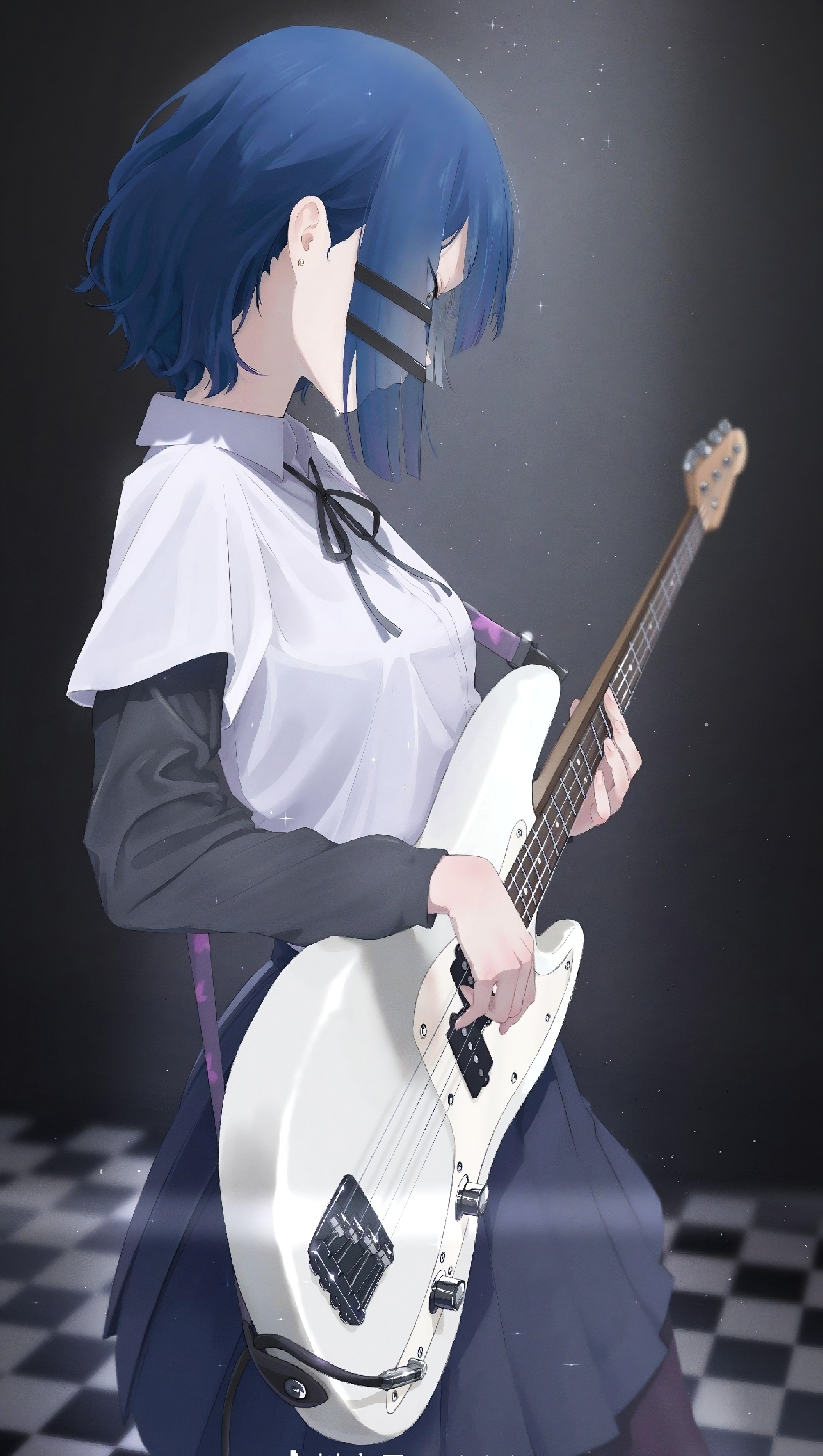Anime Anime Girls Portrait Display Guitar BOCCHi THE ROCK Musical Instrument Short Hair Checkered Ry 2160x3820
