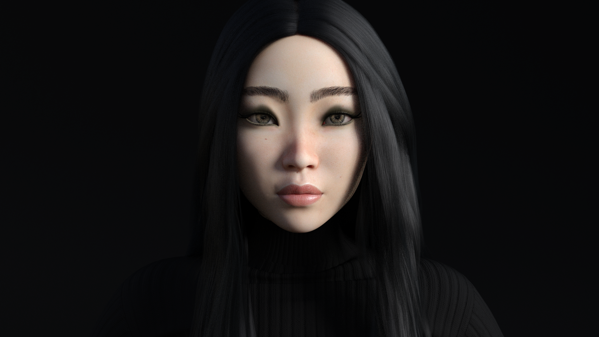 Asian Artwork Digital Art Daz 3D Simple Background Black Background 1920x1080