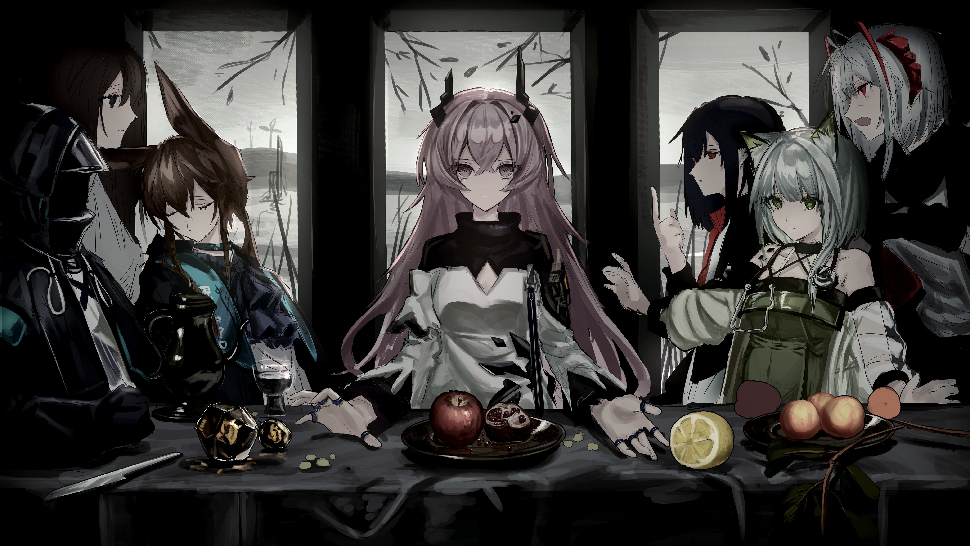 Arknights Anime Girls The Last Supper Doctor Arknights Amiya Arknights Kaltsit Arknights W Arknights 4096x2305