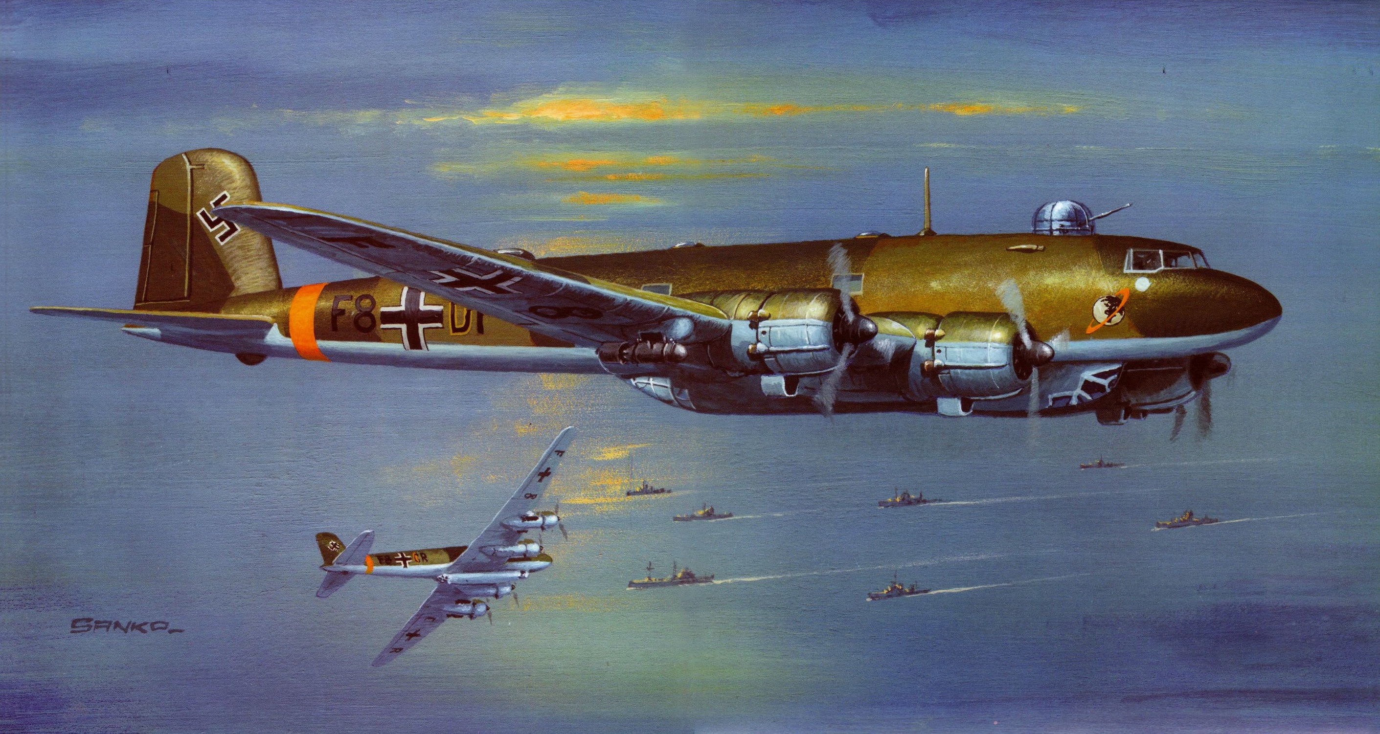 World War Ii War Luftwaffe Germany Aircraft Airplane Atlantic Ocean Bomber Military Focke Wulf 200 C 2821x1501