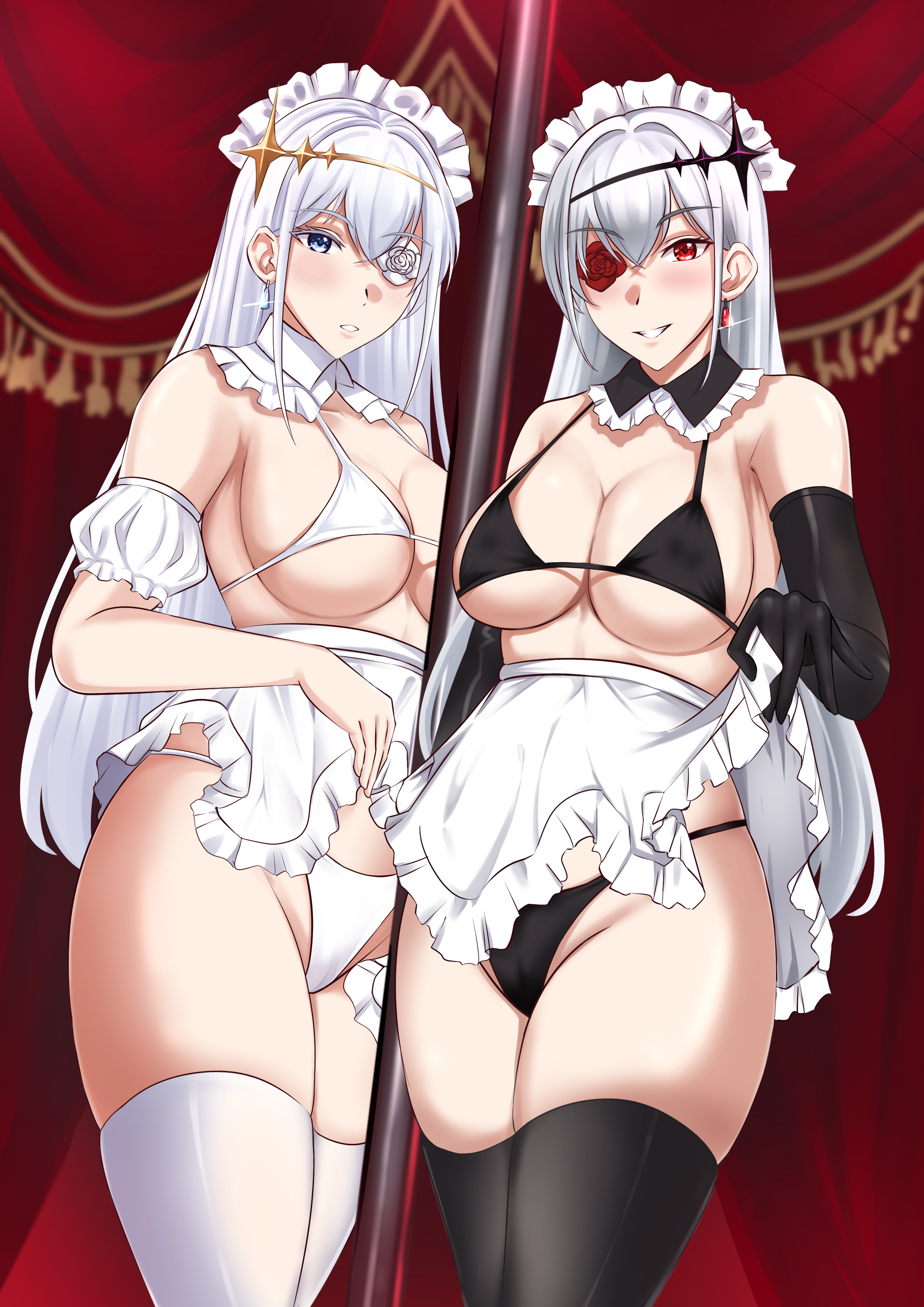 Anime Anime Girls Azur Lane Emden Azur Lane Long Hair White Hair Twins Two Women Artwork Digital Art 2480x3508