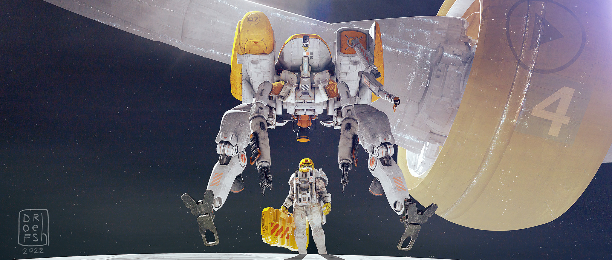 Space Robot Spaceship Astronaut DOFRESH Stars Spacesuit 2048x872
