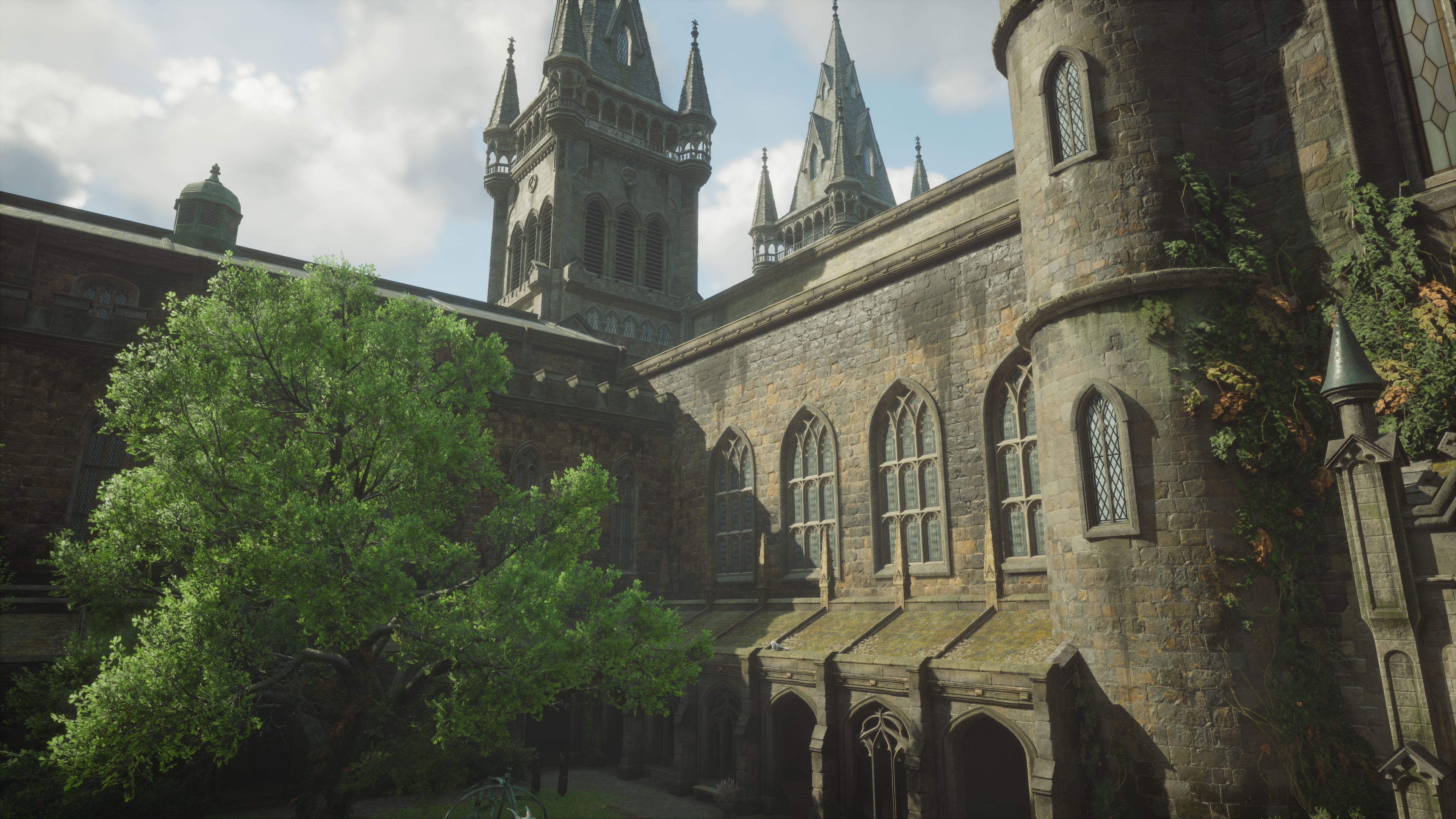 Nvidia RTX Hogwarts Legacy Video Games CGi Video Game Art Building Trees Architecture Sky Clouds Ava 3840x2160