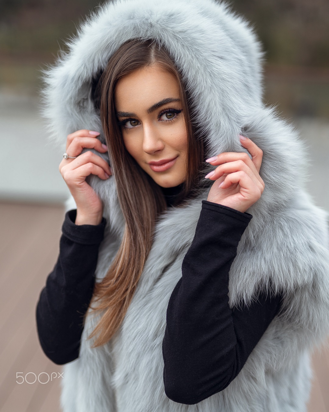 Andrei Marginean Women Model 500px Hoods Fur Smiling 1080x1350