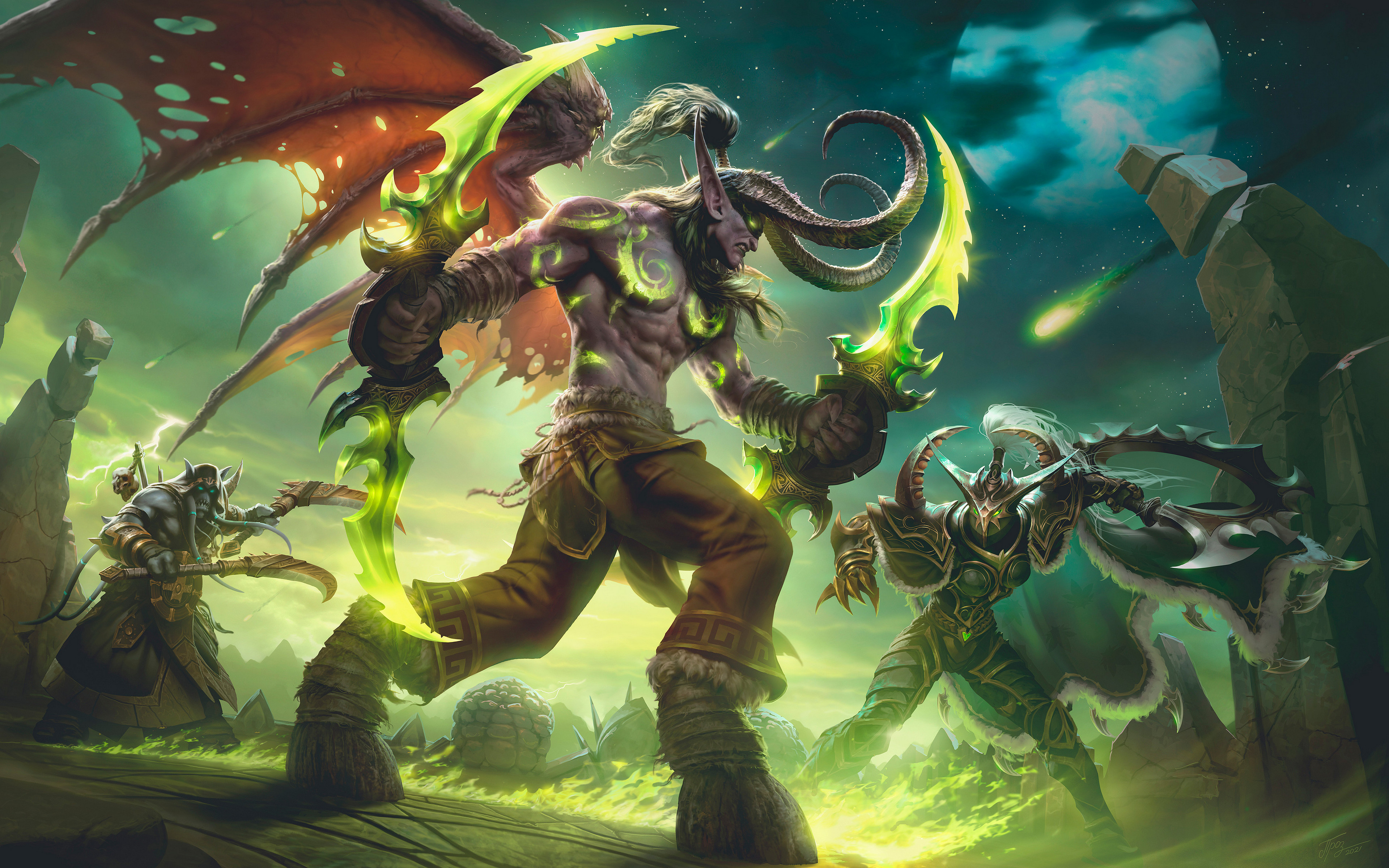 World Of Warcraft Artwork Fantasy Art Warrior Weapon Video Games Video Game Art Video Game Character 3840x2400