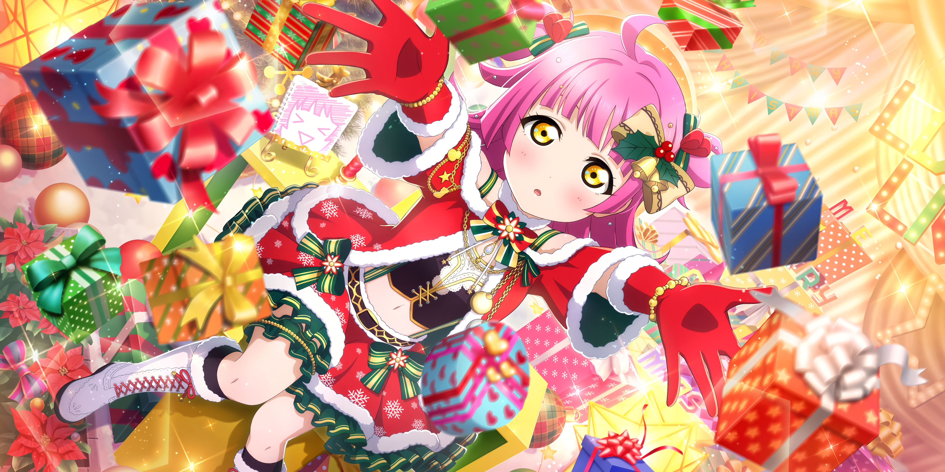 Tennoji Rina Love Live Nijigasaki High School Idol Club Love Live Anime Girls Christmas Christmas Or 3600x1800