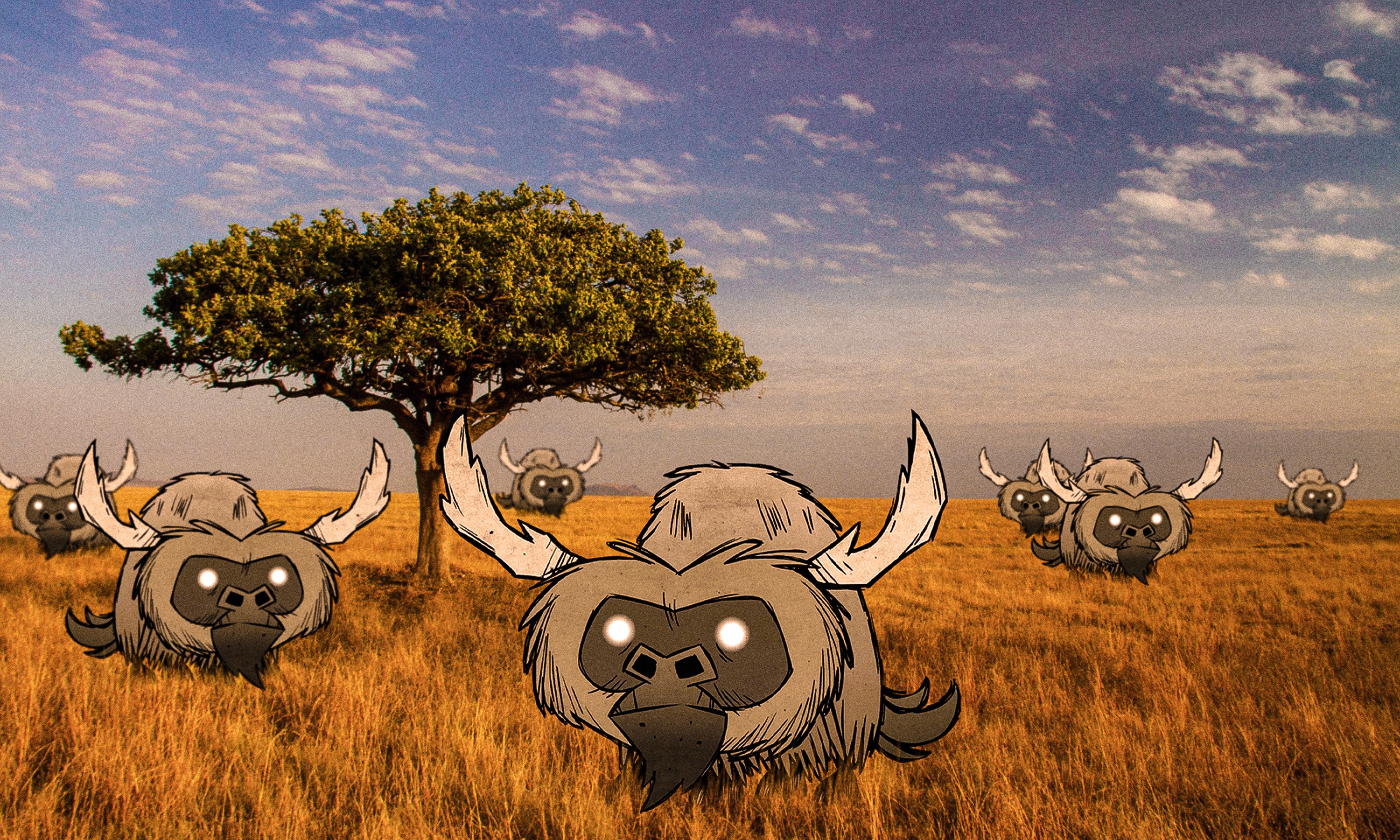Dont Starve Together Dont Starve Buffalo Grass Artwork Video Game Animals Animals 3000x1800