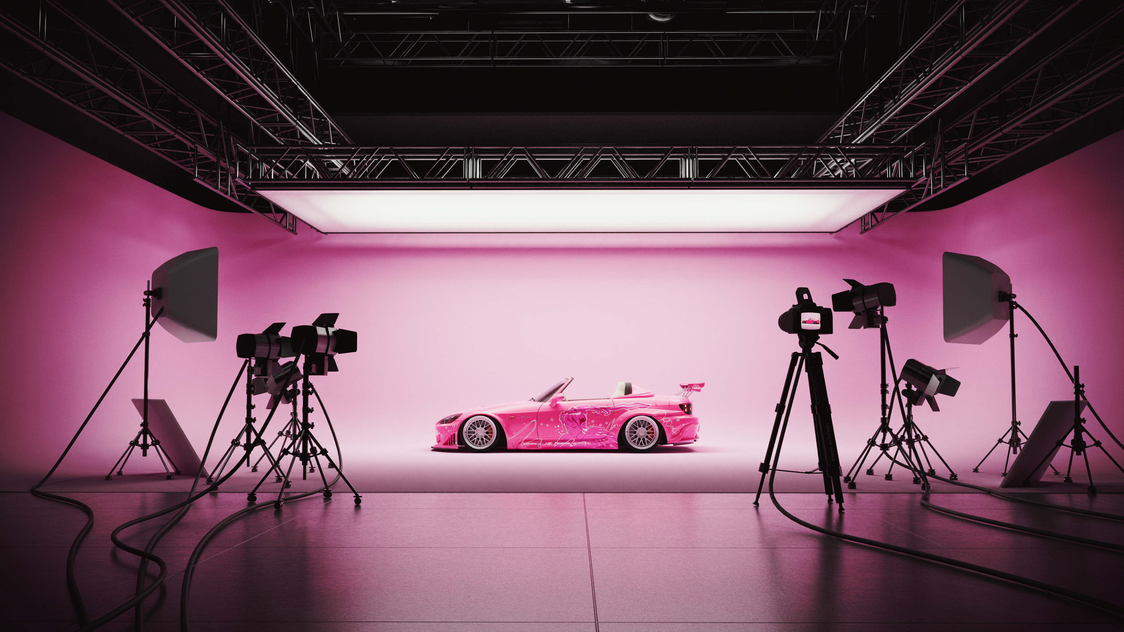 SWiZ CGi Digital Art Artwork Vehicle Car Pink Cars Cabriolet 2 Fast 2 Furious Studio 4K Camera Side  3840x2160