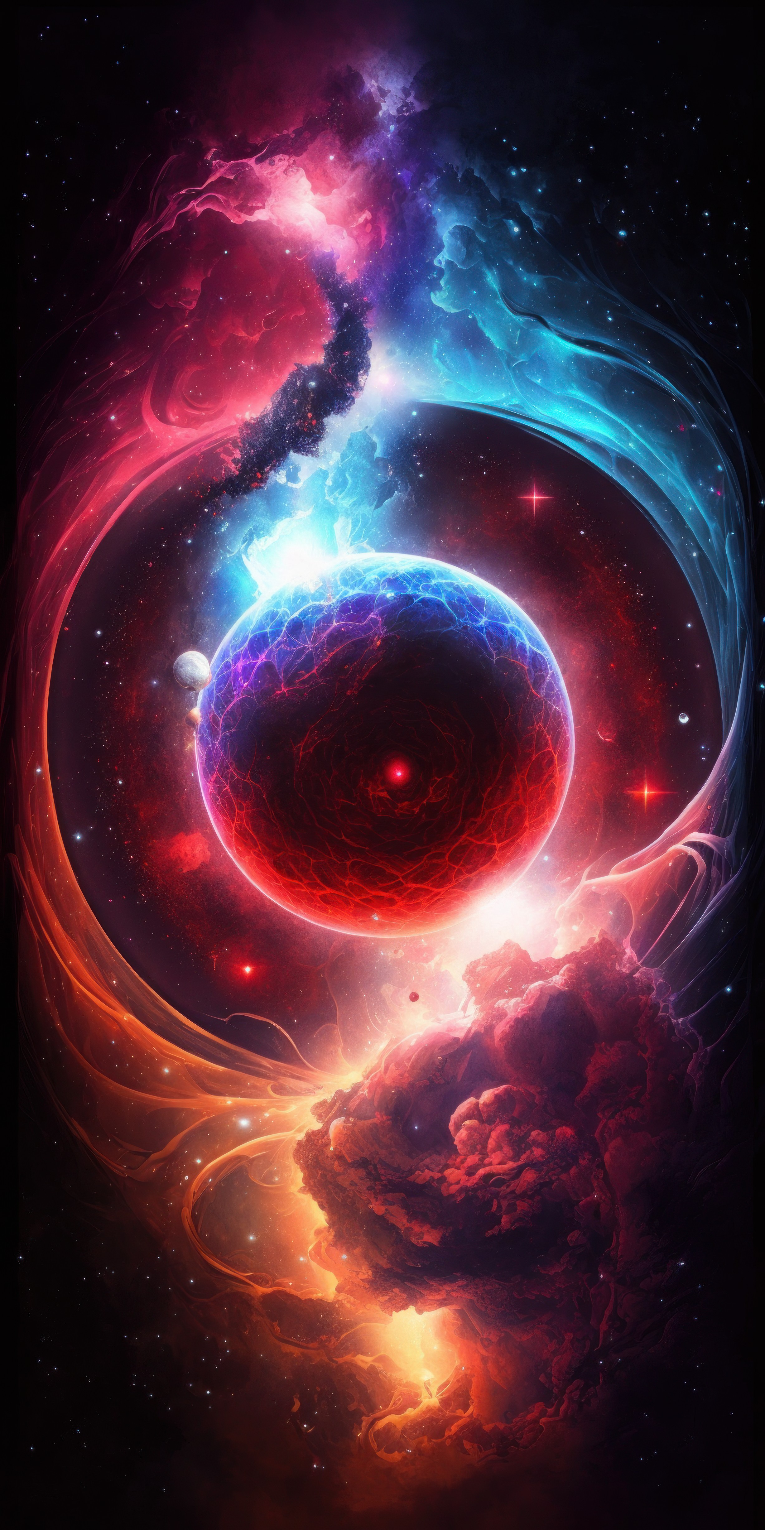 Ai Art Illustration Planet Space Nebula Universe Vertical Galaxy 2454x4908