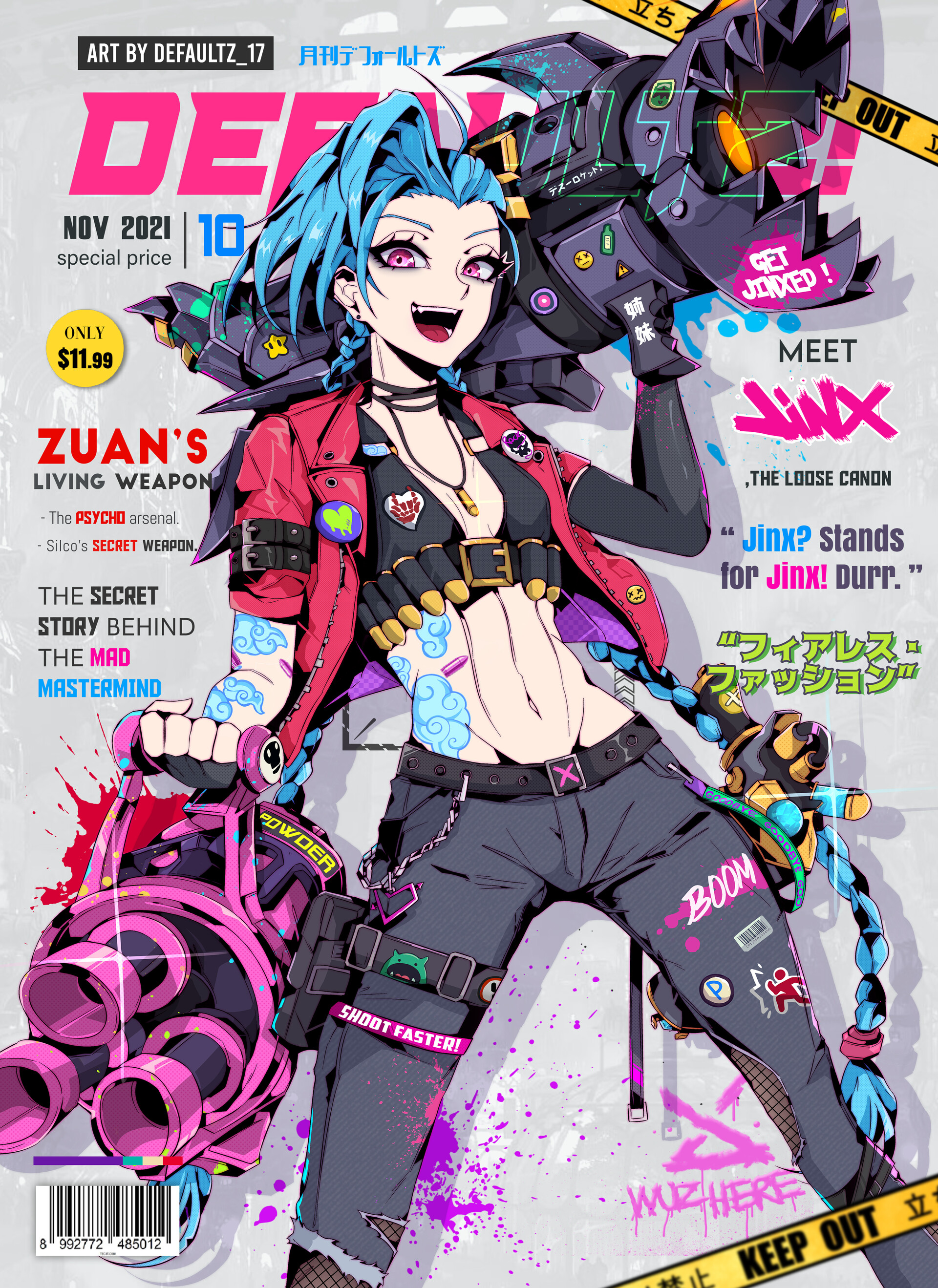 Tattoo Magazine Magazine Cover Jinx League Of Legends Video Game Girls League Of Legends Japanese 1920x2637