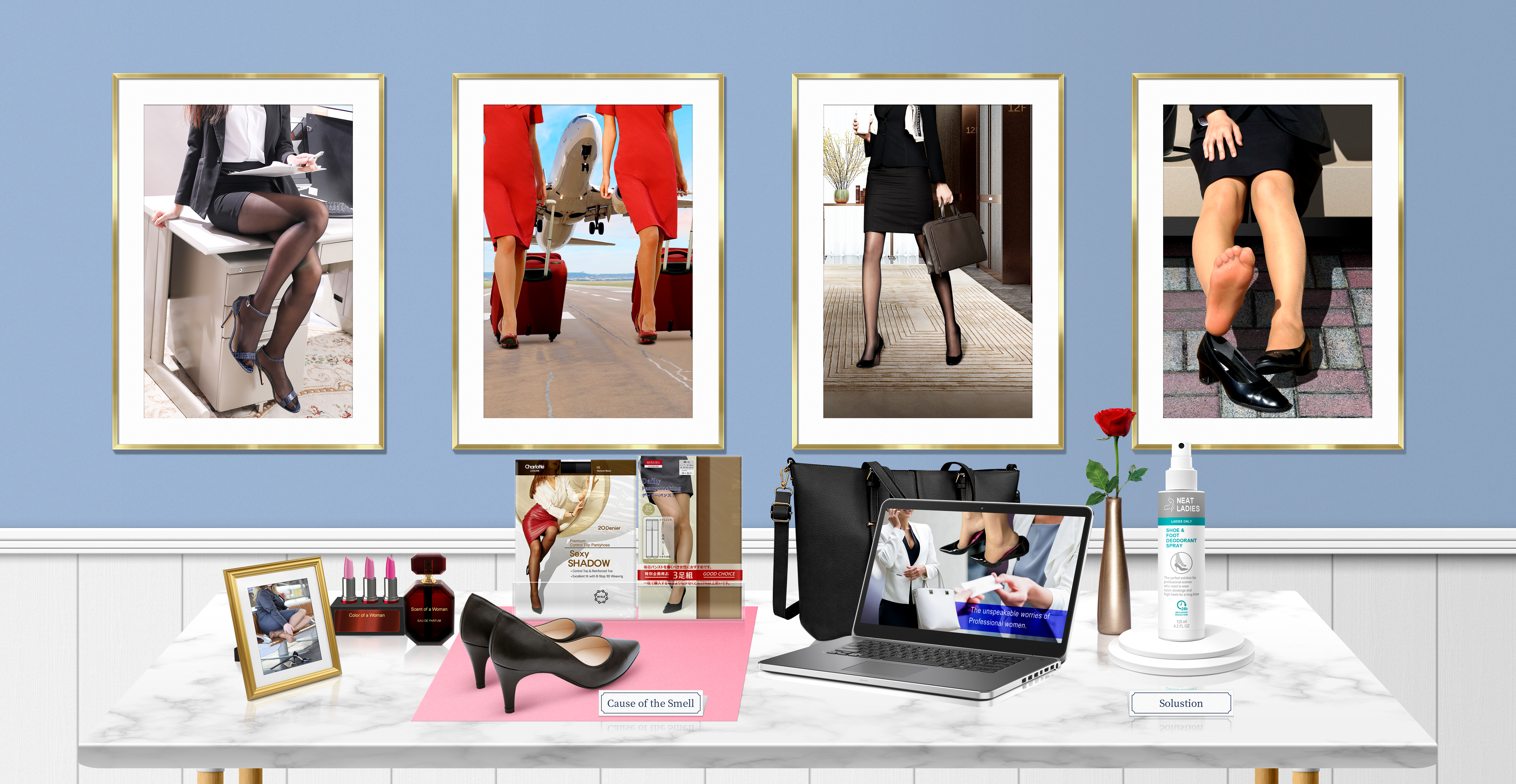 Wall Table High Heels Frame Legs Women Laptop Feet Foot Sole 5800x3000