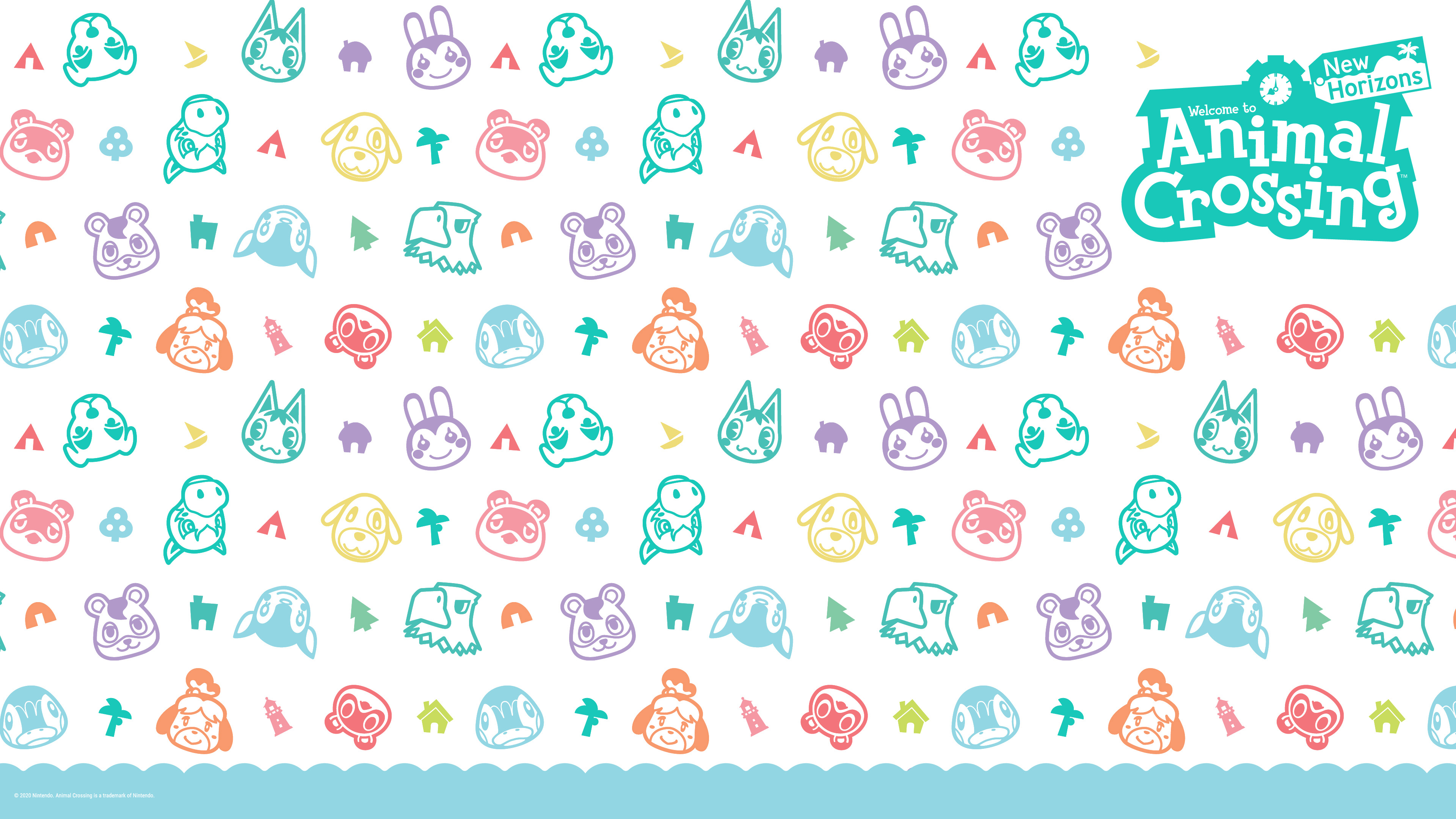 Nintendo Video Game Art Animal Crossing Animal Crossing New Horizons Pattern Video Games Logo Simple 3840x2160