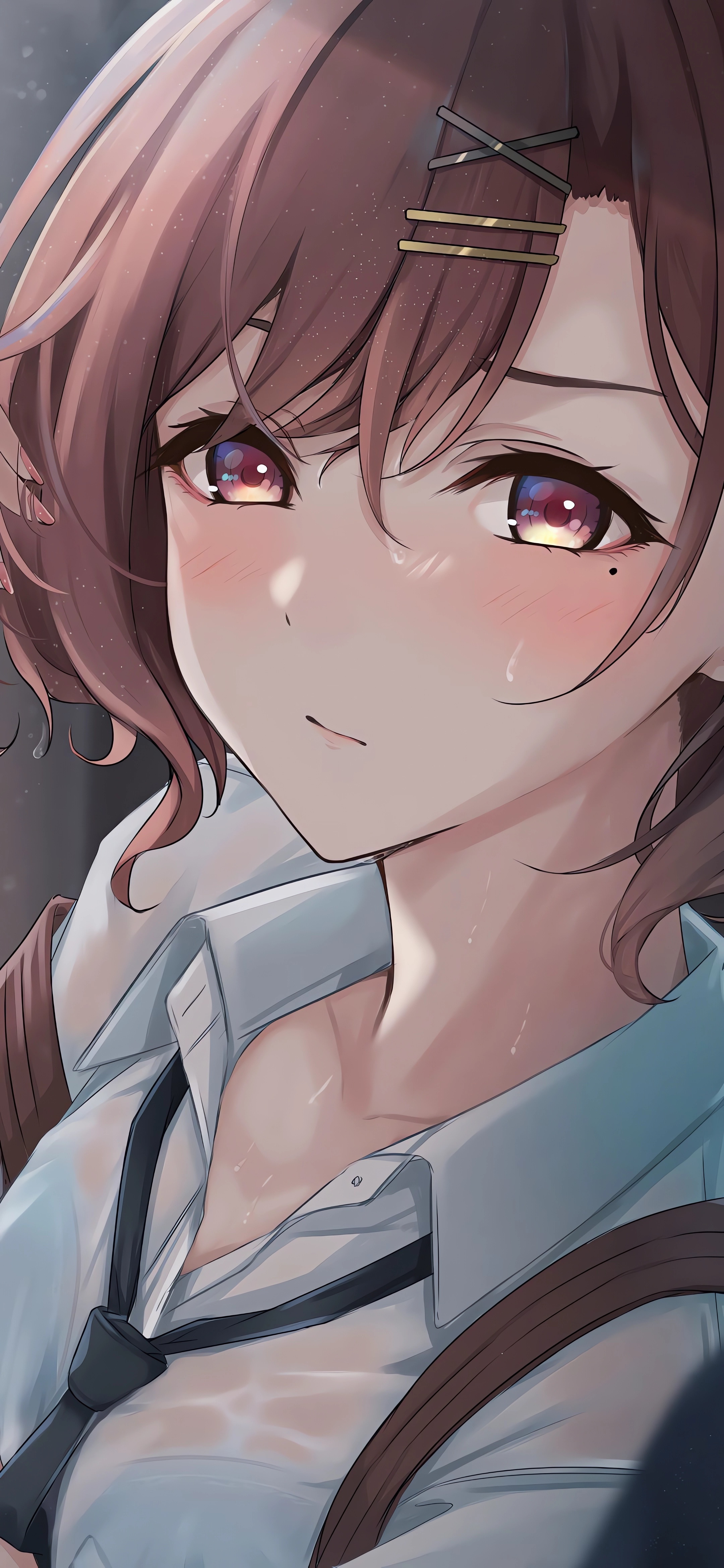 Anime Anime Girls Portrait Display Blushing Moles Mole Under Eye Looking At Viewer Tie Wallpaper 4870