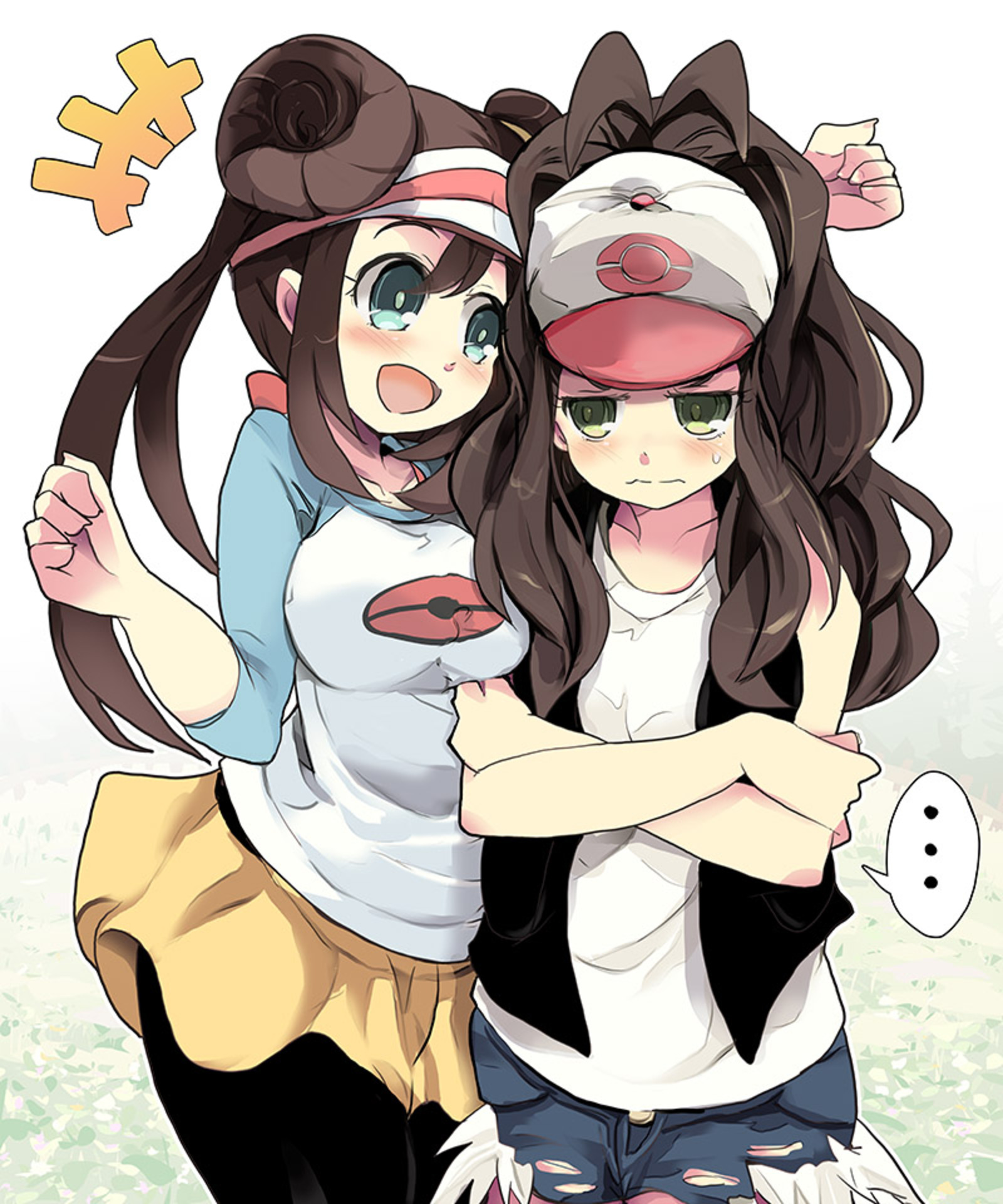 Anime Anime Girls Pokemon Rosa Pokemon Hilda Pokemon Long Hair Twintails Ponytail Brunette Two Women 1600x1920