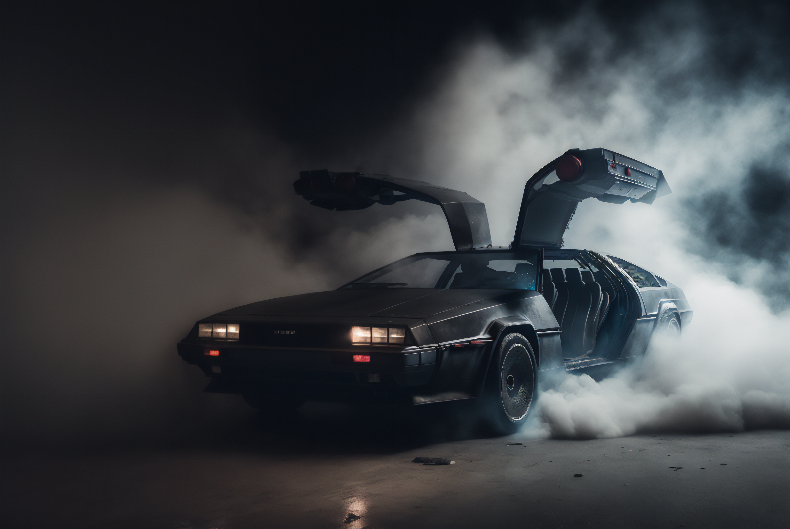 Ai Art DeLorean Smoke Dark Car 3060x2048