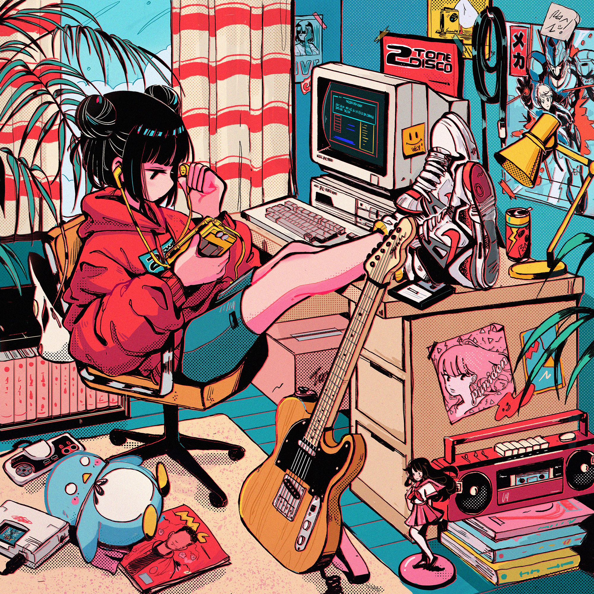 Anime Anime Girls Digital Art Artwork 2D Shorts Guitar Telecaster 2000x2000