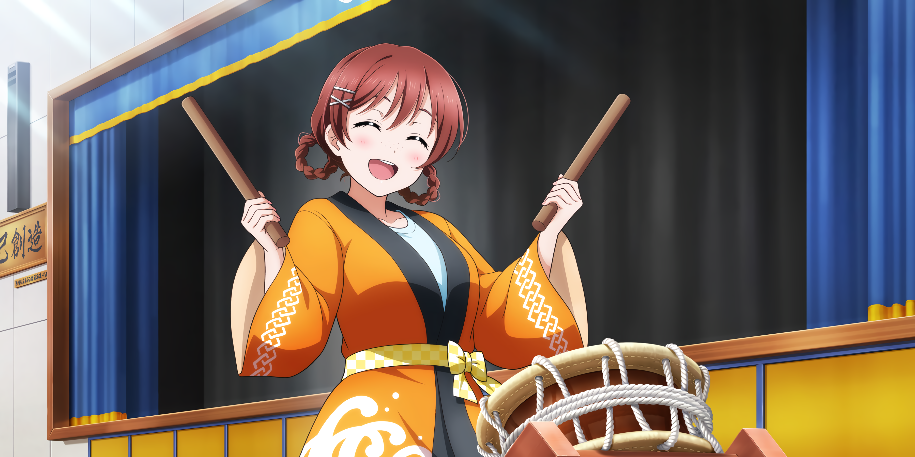 Emma Verde Love Live Nijigasaki High School Idol Club Anime Anime Girls Drums Musical Instrument 3600x1800