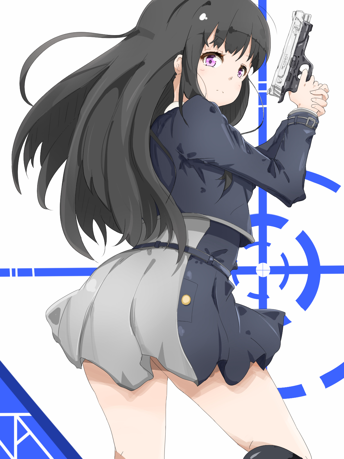 Anime Anime Girls Lycoris Recoil Inoue Takina Long Hair Black Hair Schoolgirl School Uniform Solo Ar 1184x1580