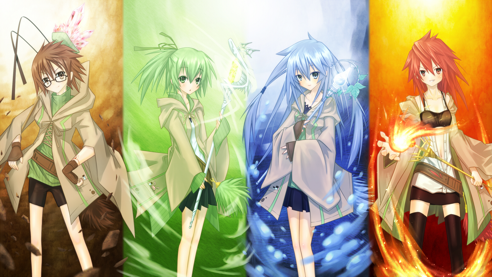Anime Anime Girls Trading Card Games Yu Gi Oh Eria The Water Charmer Wynn The Wind Charmer Hiita The 1600x900
