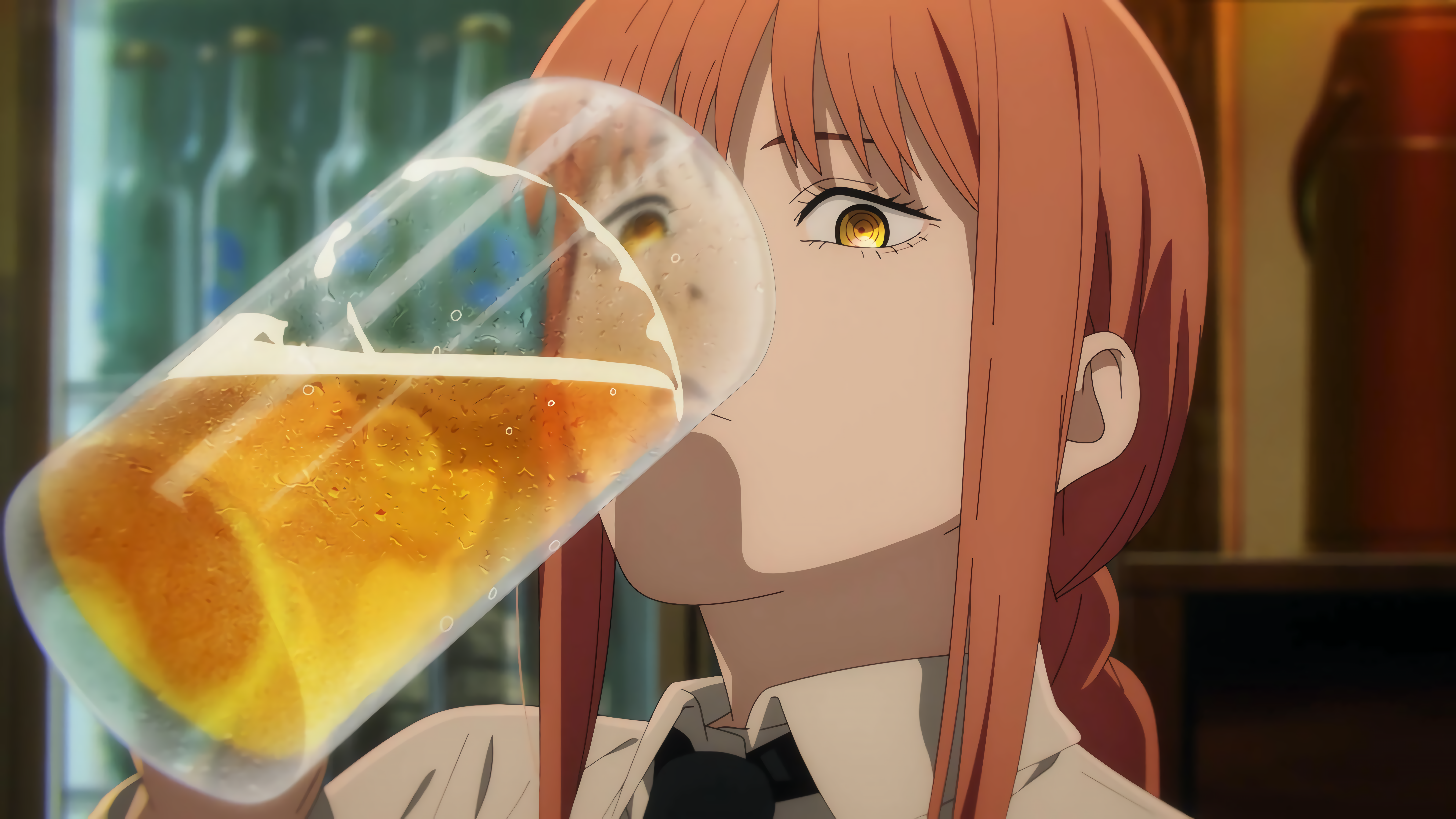 Makima Chainsaw Man Beer Beer Mugs Anime Girls Yellow Eyes Redhead Chainsaw Man  Drinking Wallpaper - Resolution:7680x4320 - ID:1356882 