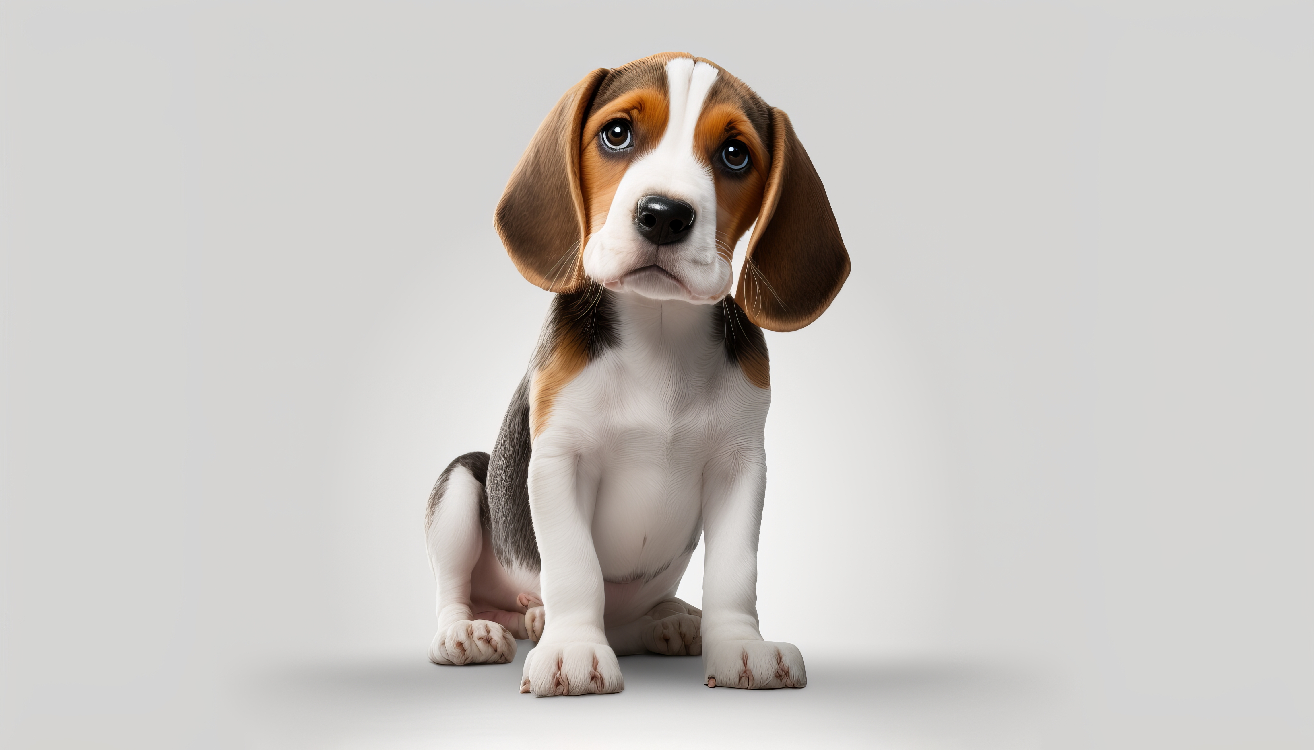 Ai Art Pet Animals Dog Beagle Puppies Simple Background White Background Minimalism 4579x2616