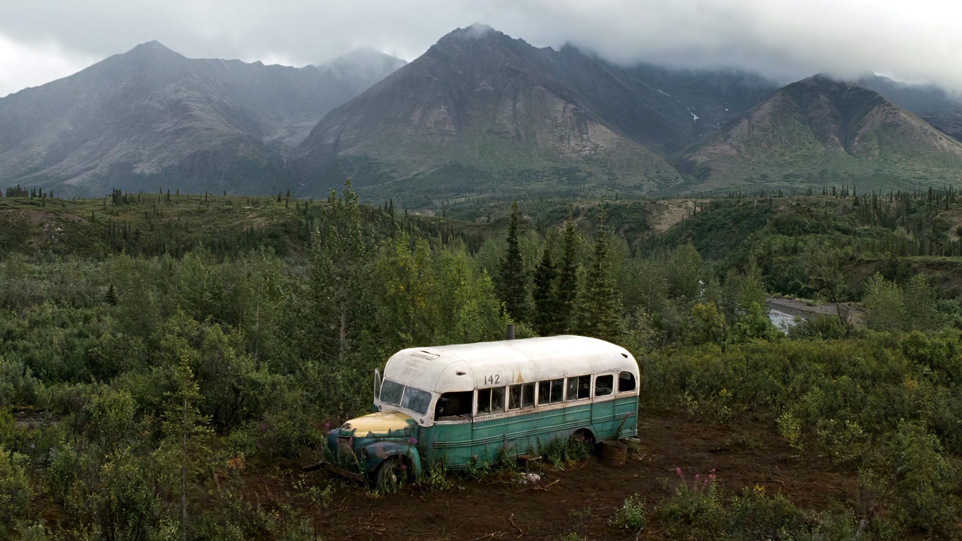 Into The Wild Movies Film Stills Mountains Trees Buses Nature Alaska 1920x1080