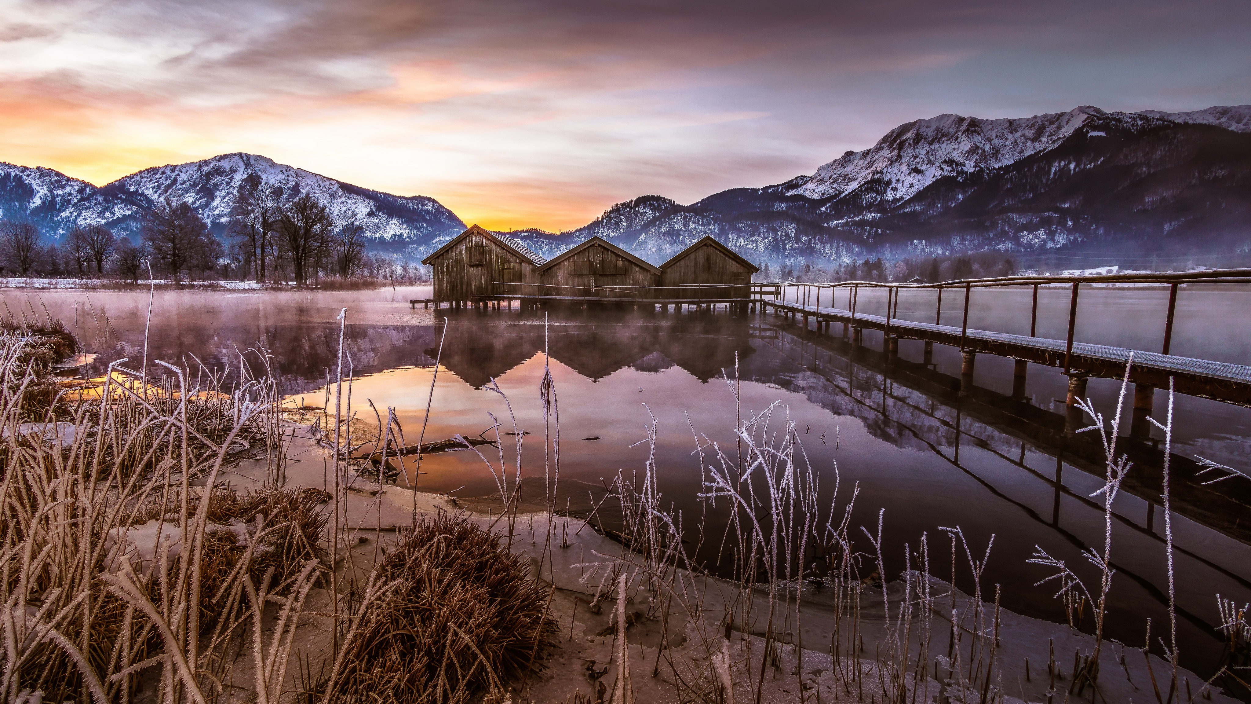 Bavaria Mountain Lake Winter 4096x2304