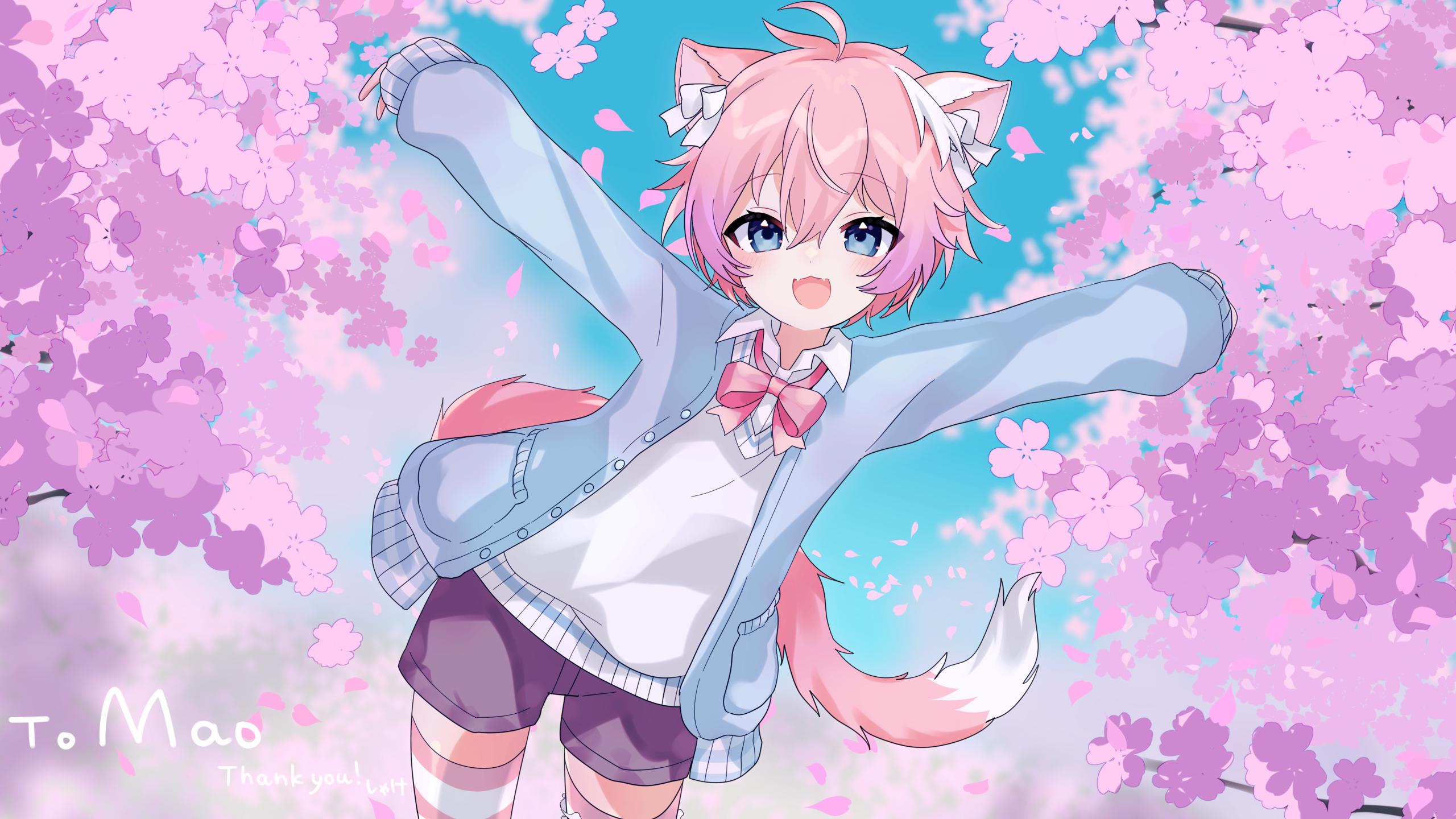 Wallpaper ID 144603  peroperoairu animal ears anime girls simple  background anime pink tail cat girl free download