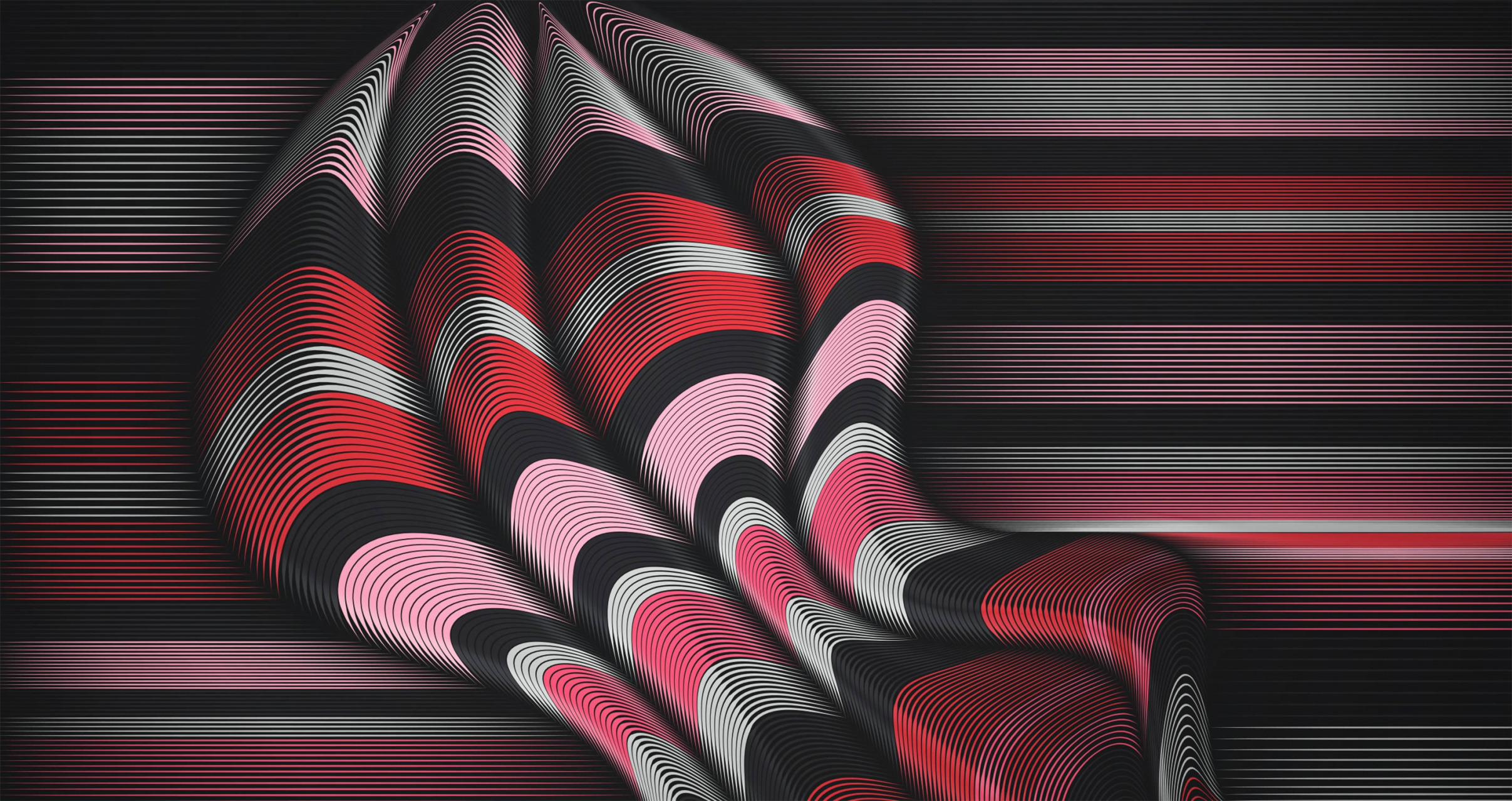 Lines Digital Art Artwork 3D Graphics Abstract 3D Abstract Red Black Pink 2414x1280