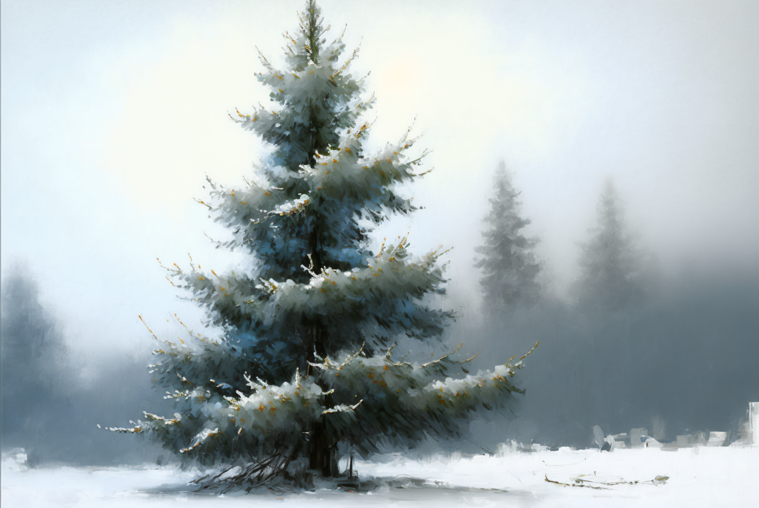 Ai Art Winter Snow Christmas Christmas Tree Nature Trees 3060x2048