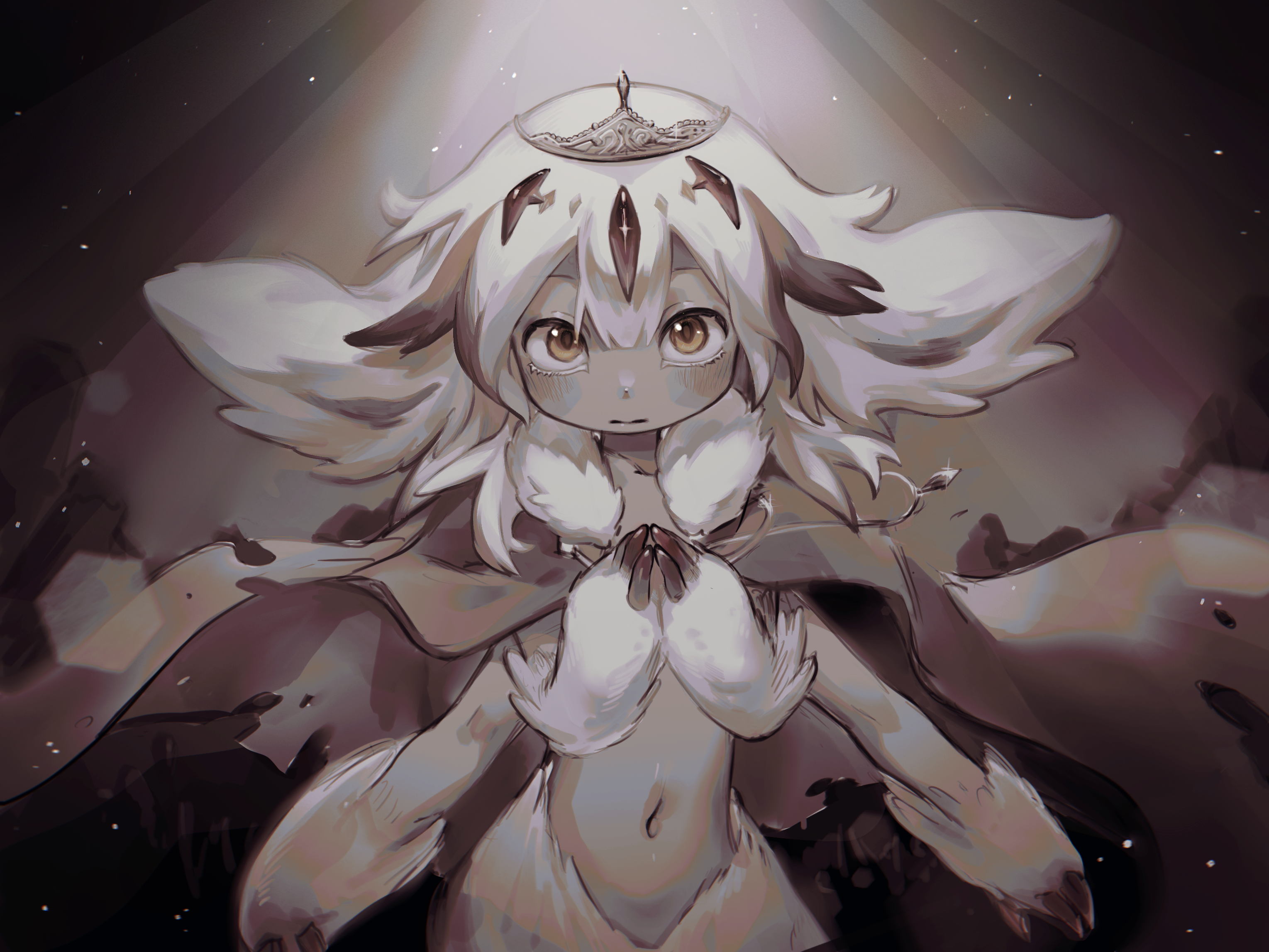Anime Monster Girl Made In Abyss Fur Bangs Animal Ears Bare Shoulders Dark Skin Claws Looking At Vie 3058x2294