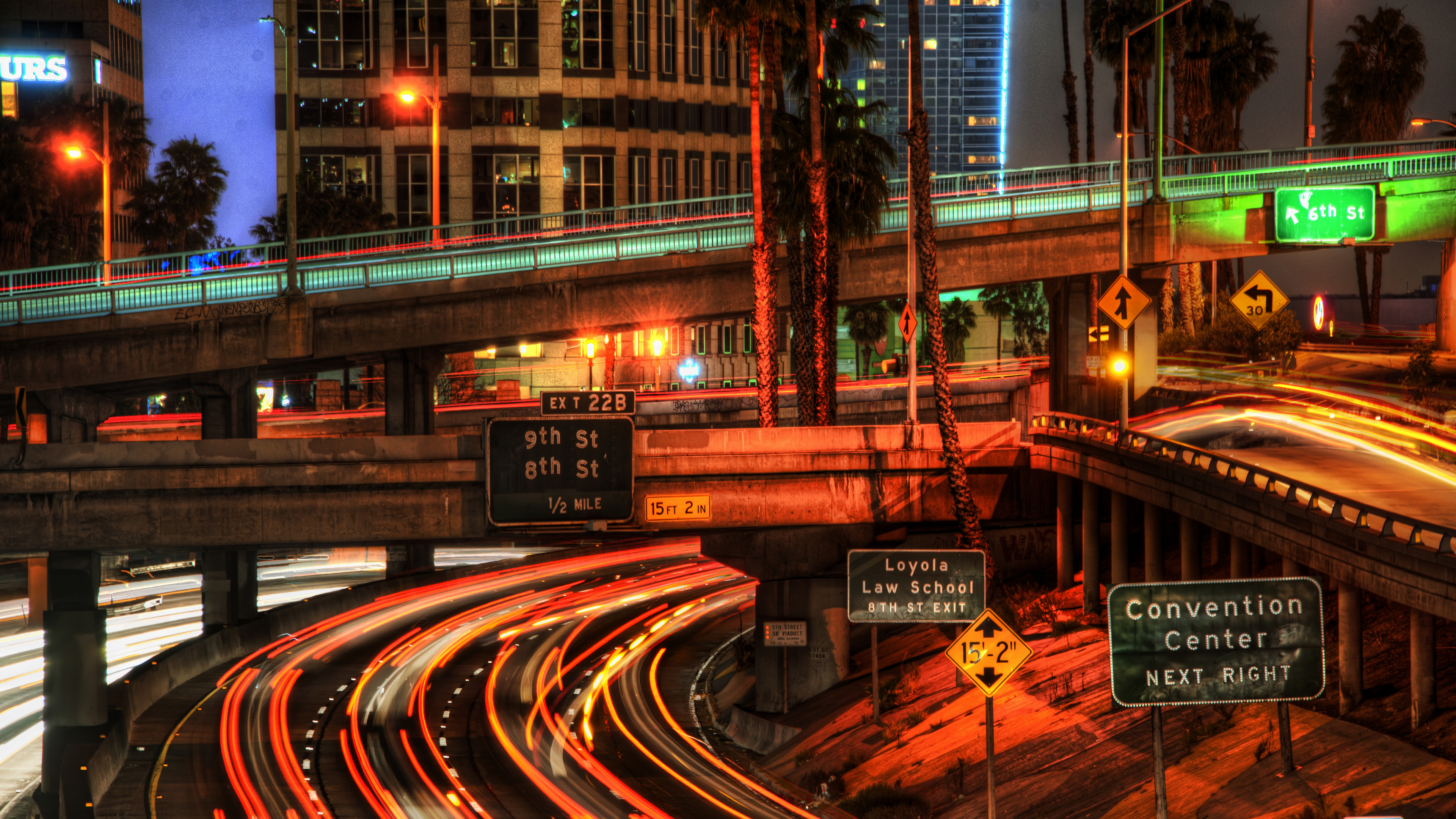 Trey Ratcliff 4K Photography California City Lights City Lights Night Zoom Trafic Los Angeles 3840x2160