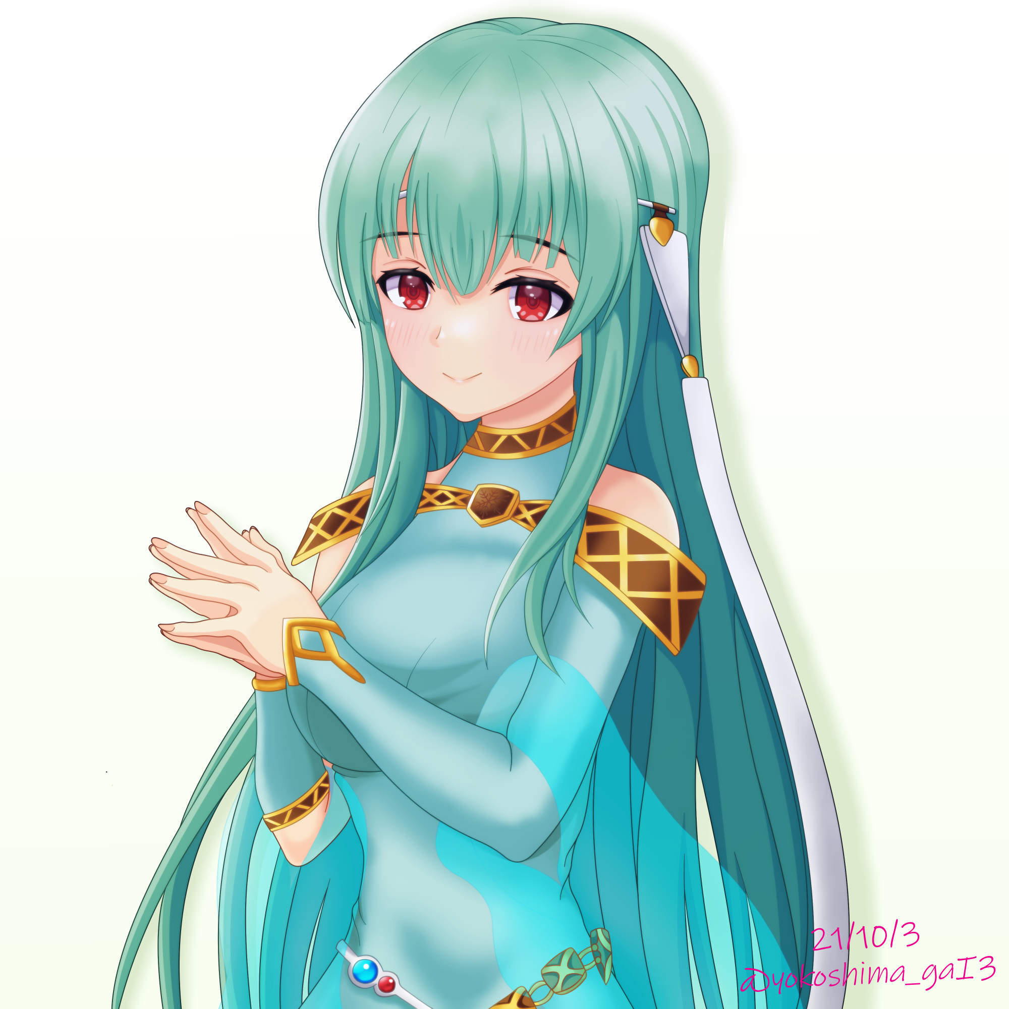 Anime Anime Girls Fire Emblem Ninian Fire Emblem The Blazing Blade Long Hair Blue Hair Solo Artwork  2000x2000