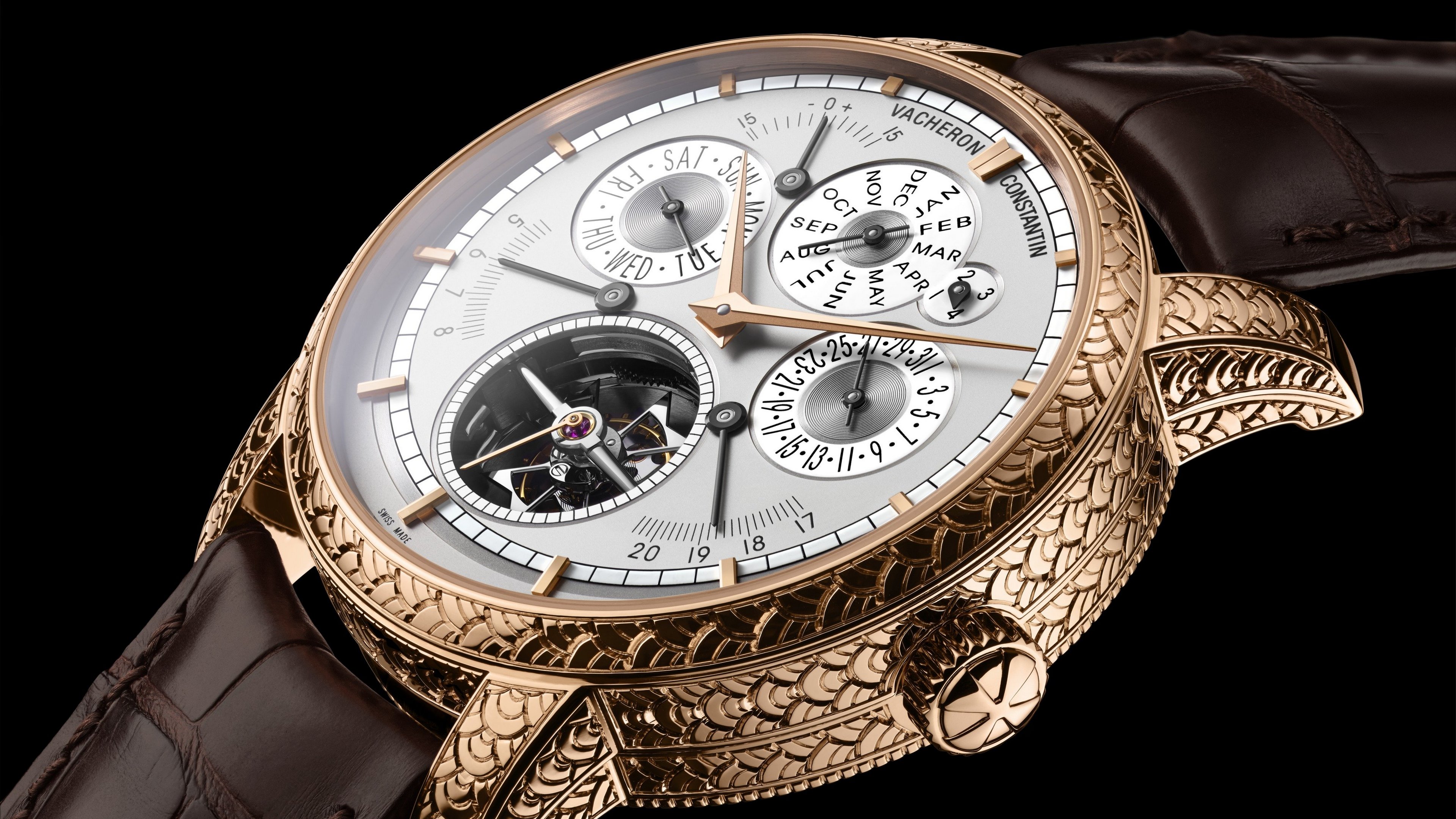 Vacheron Constanin Watch Luxury Technology Dark Background Macro Luxury Watches Numbers Wristwatch 3840x2160
