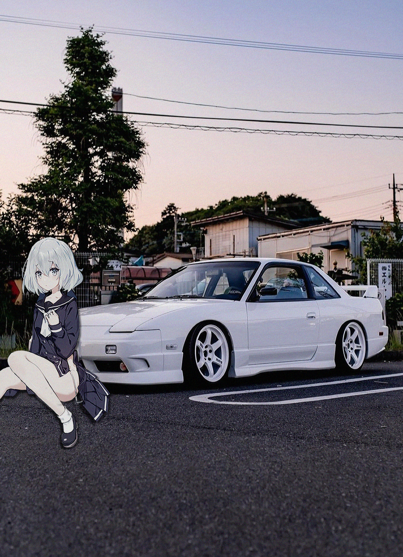 Anime Girls Japanese Cars Nissan Silvia S13 90s Cars Car 1390x1920