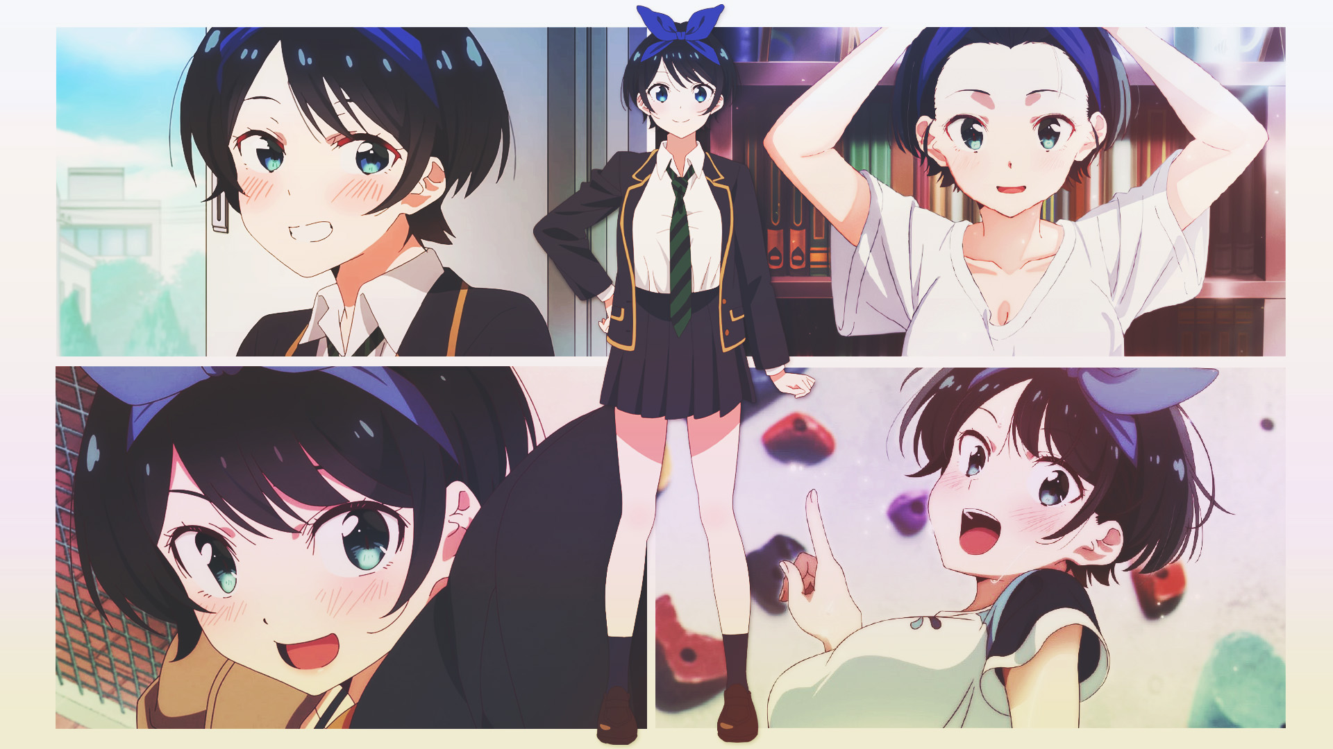 Anime Collage DinocoZero Anime Girls Ruka Sarashina Kanojo Okarishimasu Rent A Girlfriend Standing U 1920x1080